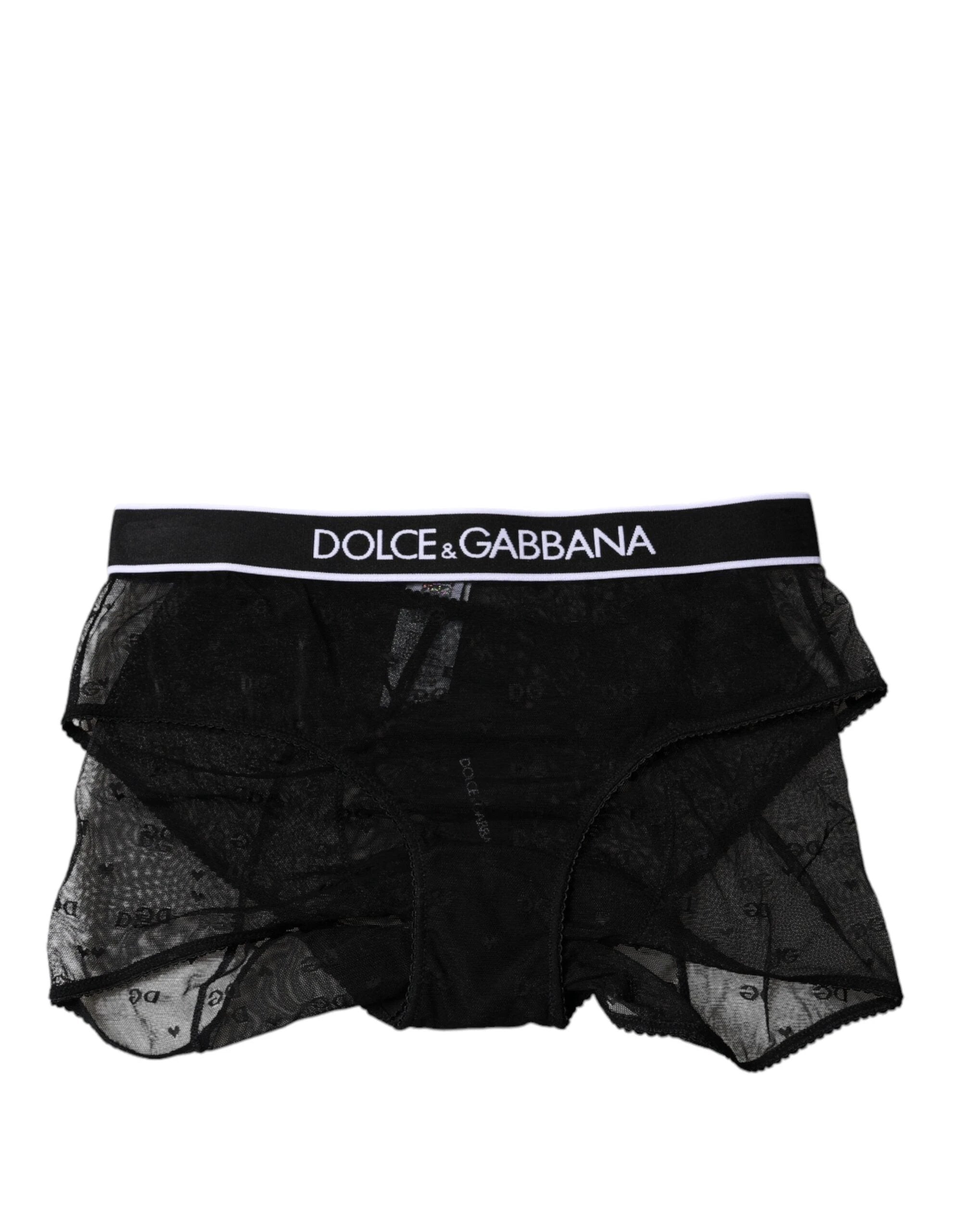 Dolce & Gabbana Black Tulle Nylon Mid Waist Panty Underwear by Dolce & Gabbana