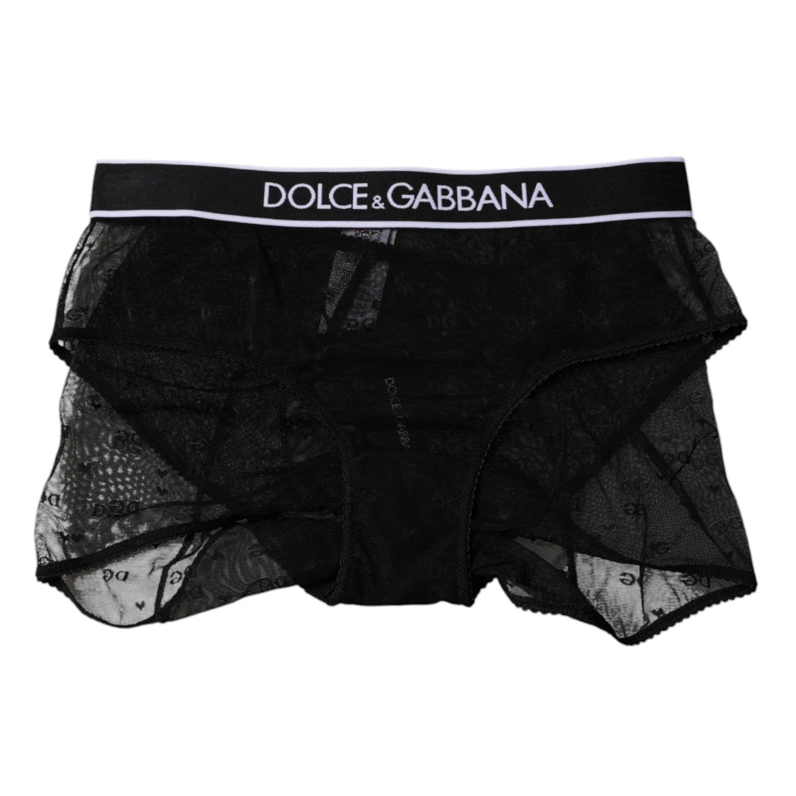 Dolce & Gabbana Black Tulle Nylon Mid Waist Panty Underwear by Dolce & Gabbana