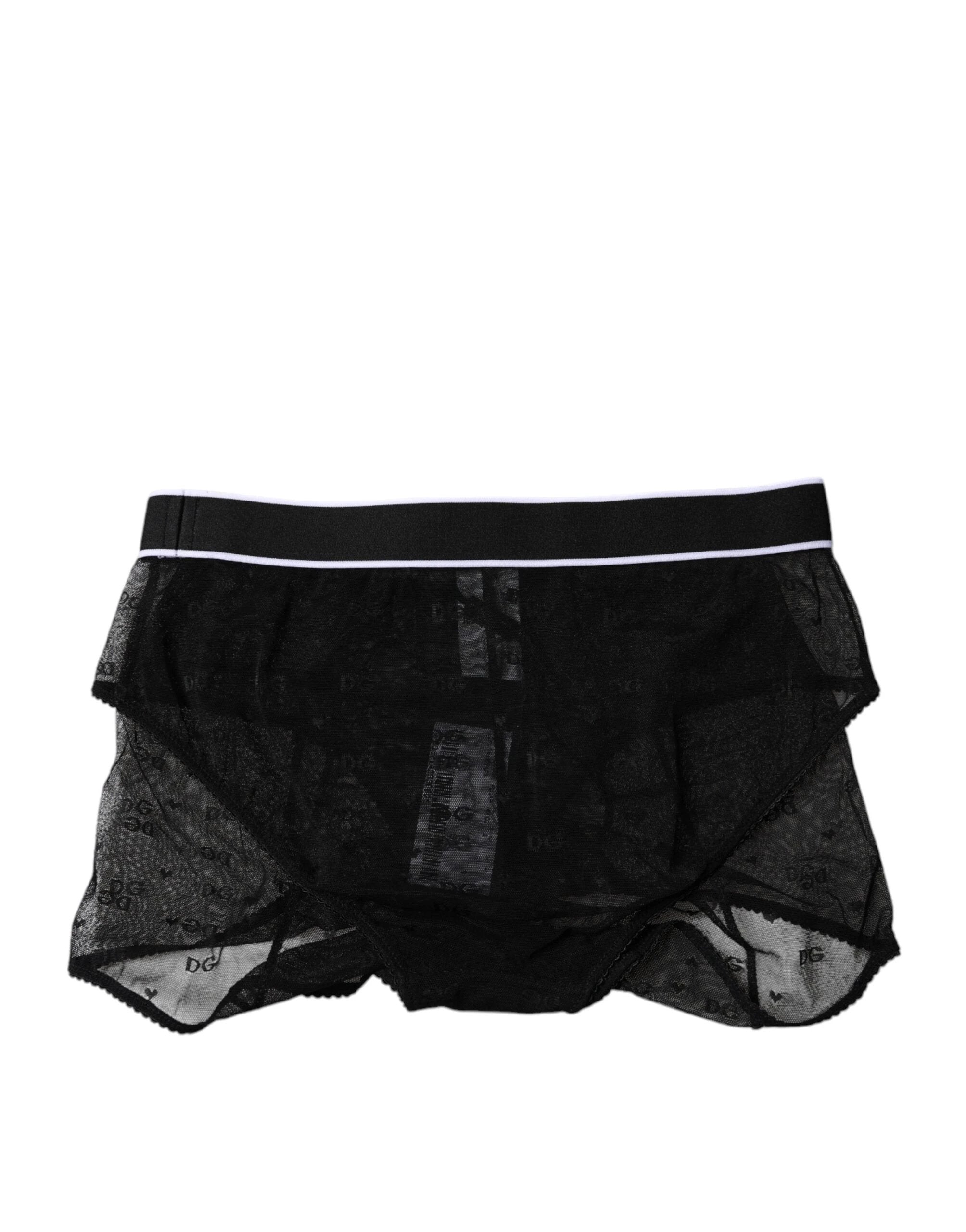 Dolce & Gabbana Black Tulle Nylon Mid Waist Panty Underwear by Dolce & Gabbana