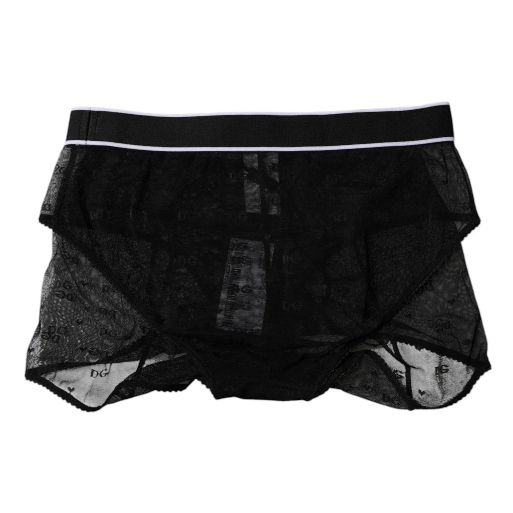 Dolce & Gabbana Black Tulle Nylon Mid Waist Panty Underwear by Dolce & Gabbana