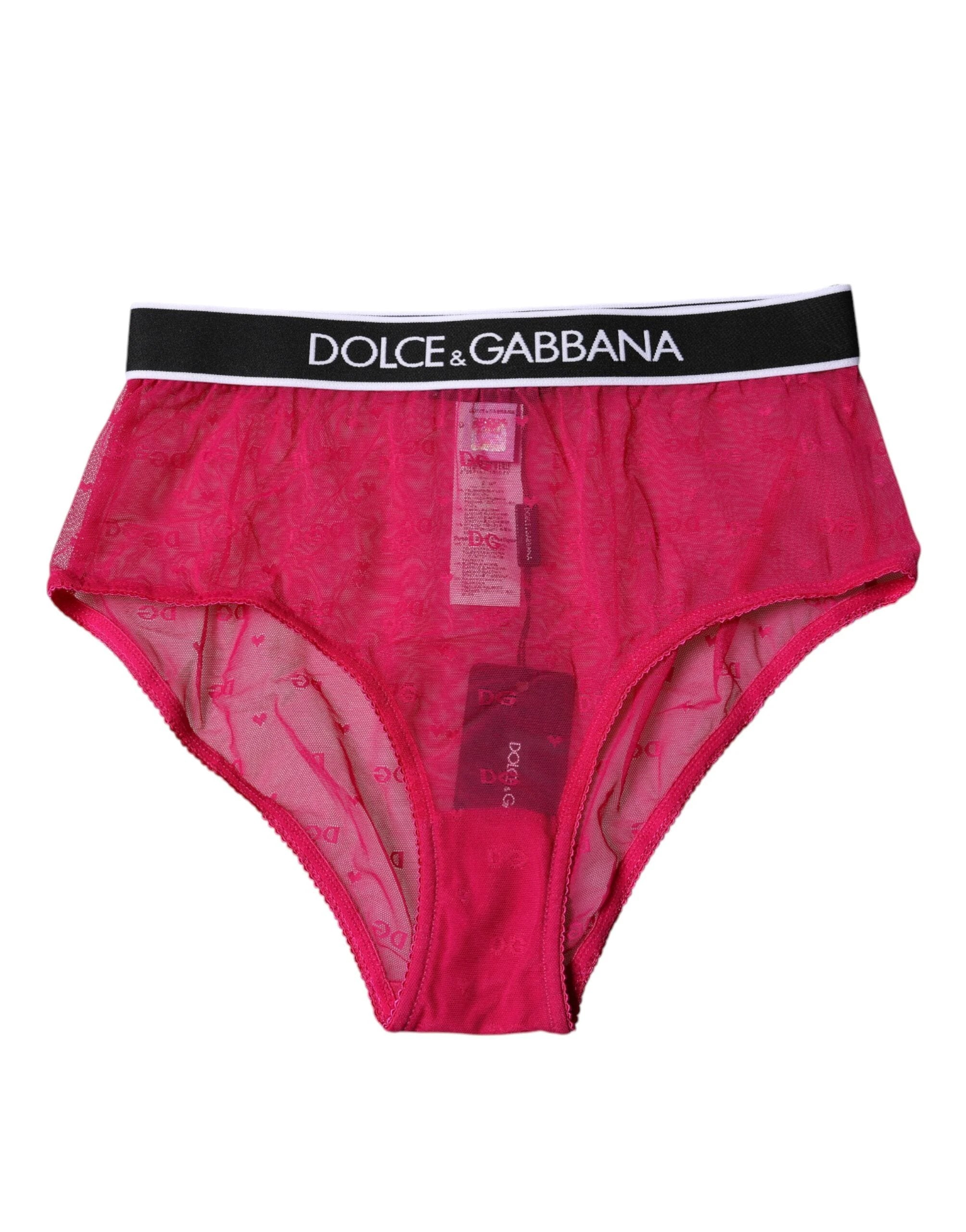 Dolce & Gabbana Fuchsia Tulle Nylon Mid Waist Panty Underwear by Dolce & Gabbana