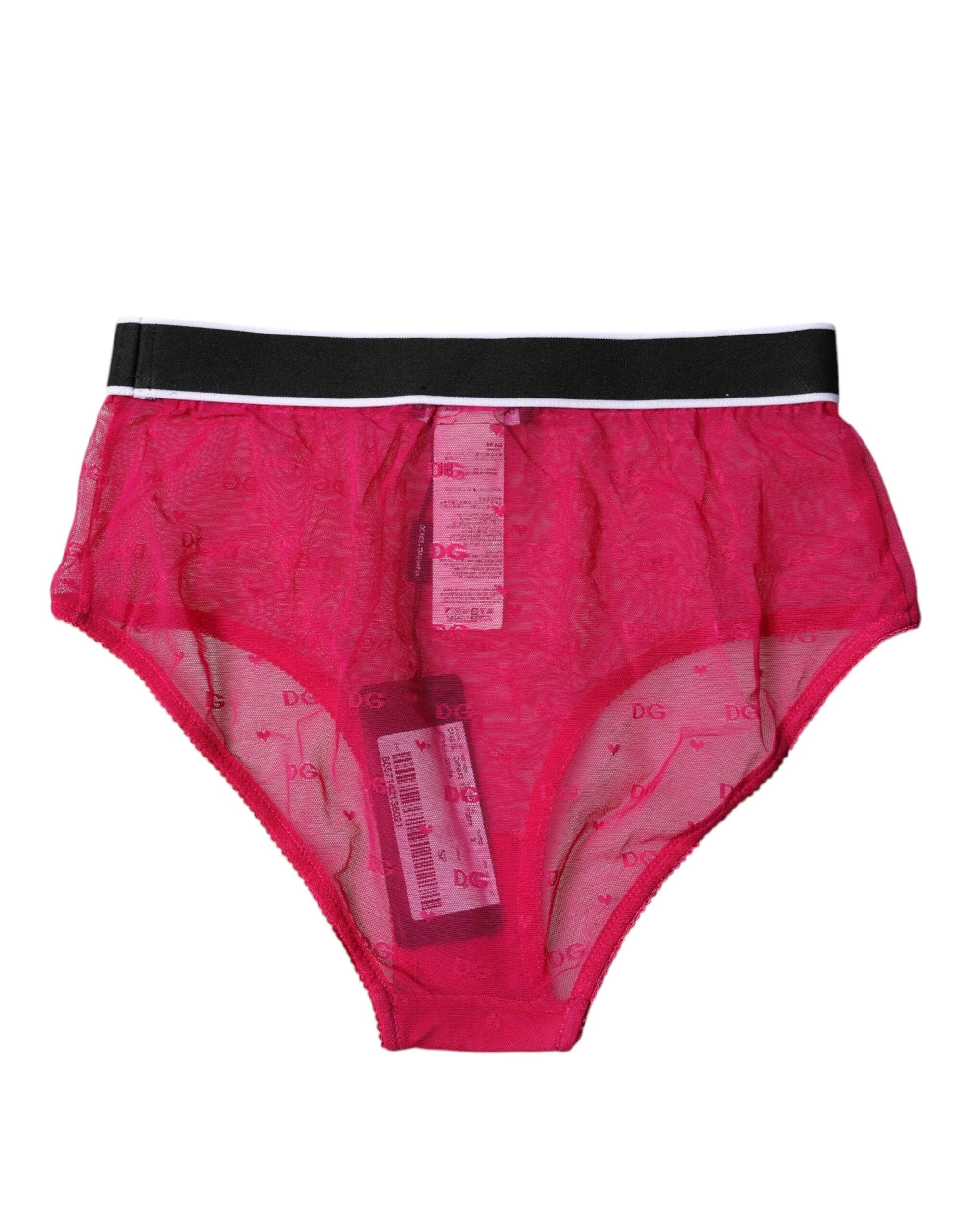 Dolce & Gabbana Fuchsia Tulle Nylon Mid Waist Panty Underwear by Dolce & Gabbana