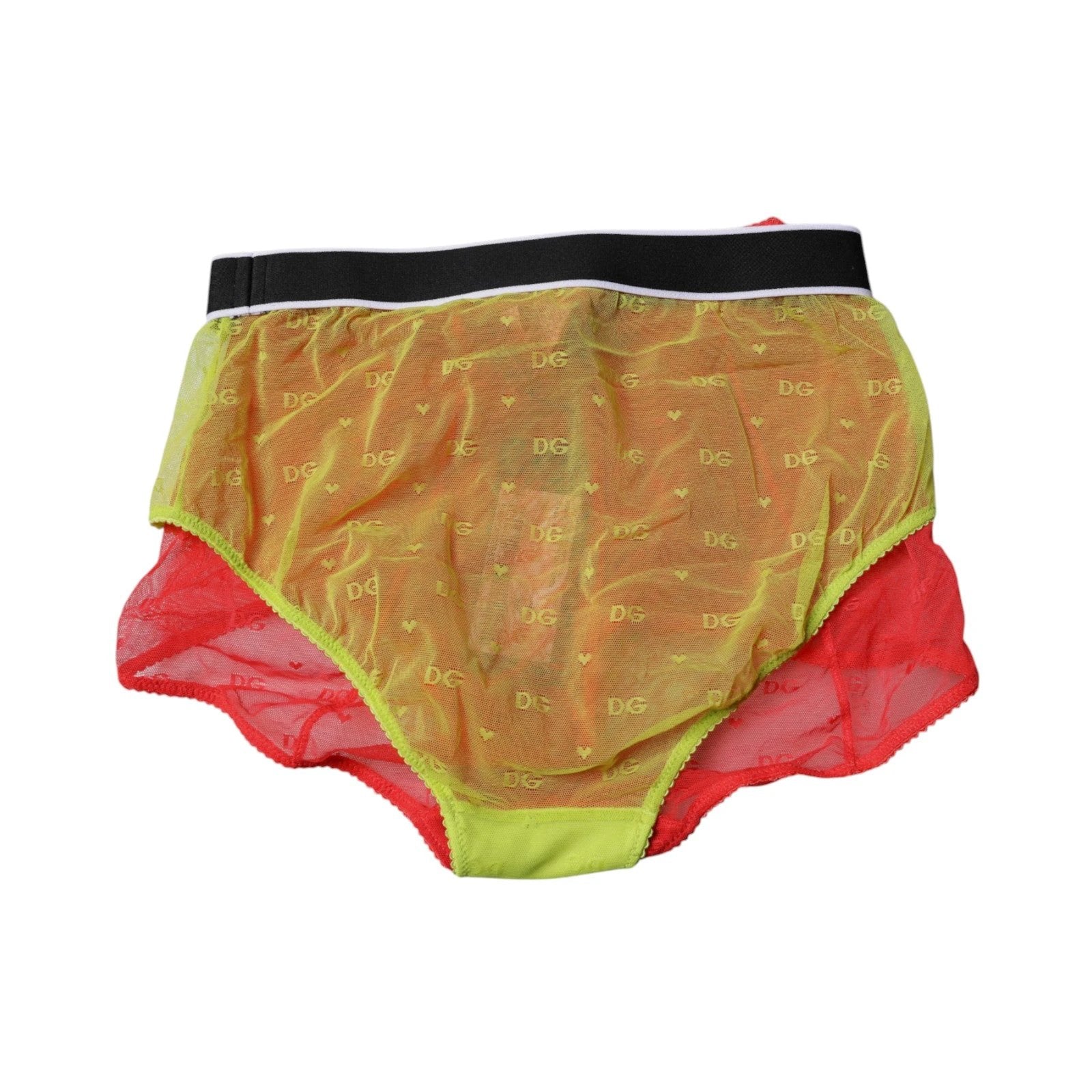 Dolce & Gabbana Red Yellow Tulle Mid Waist Panty Underwear by Dolce & Gabbana