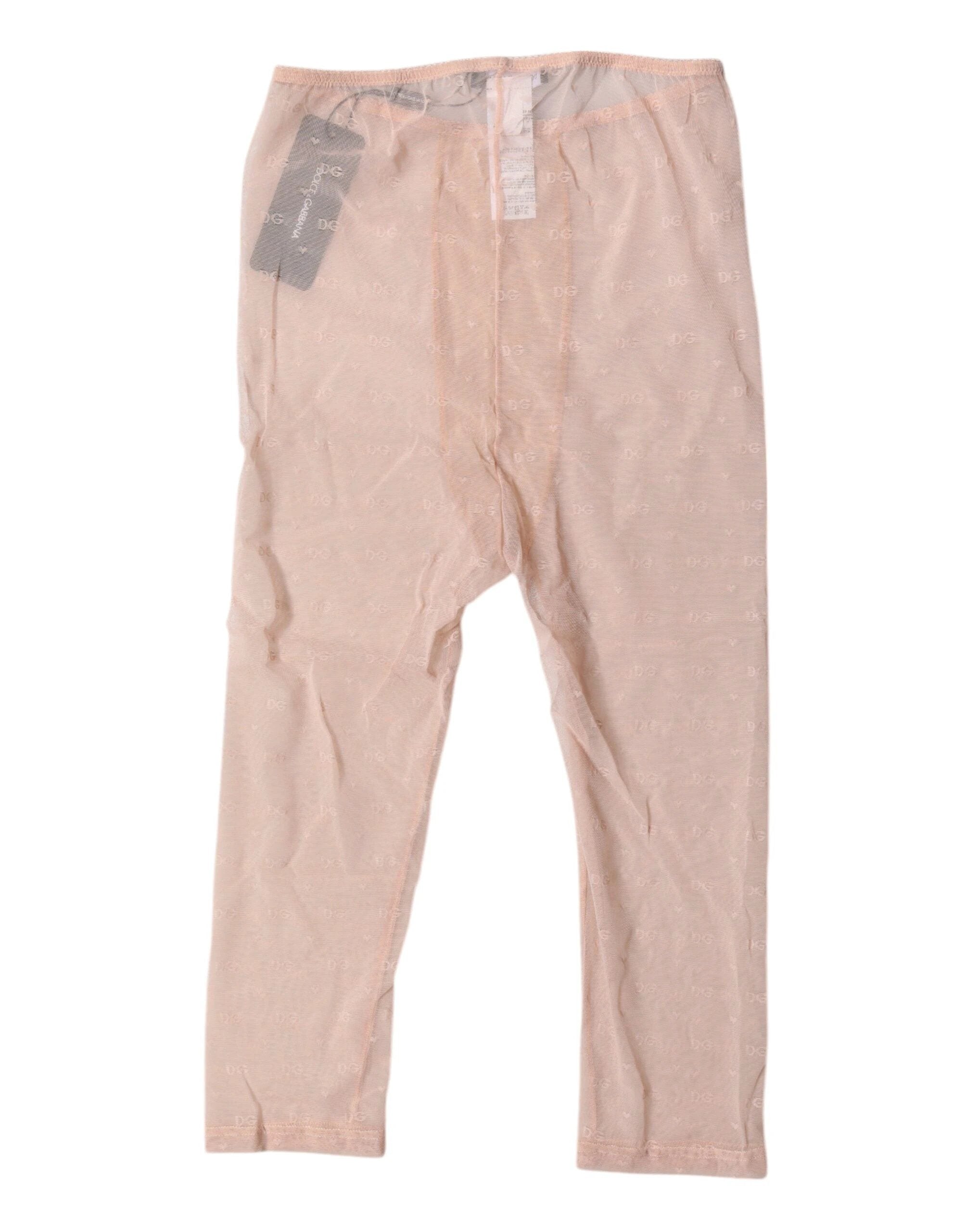 Dolce & Gabbana Beige Logo Lace Lingerie Cropped Tights Underwear by Dolce & Gabbana