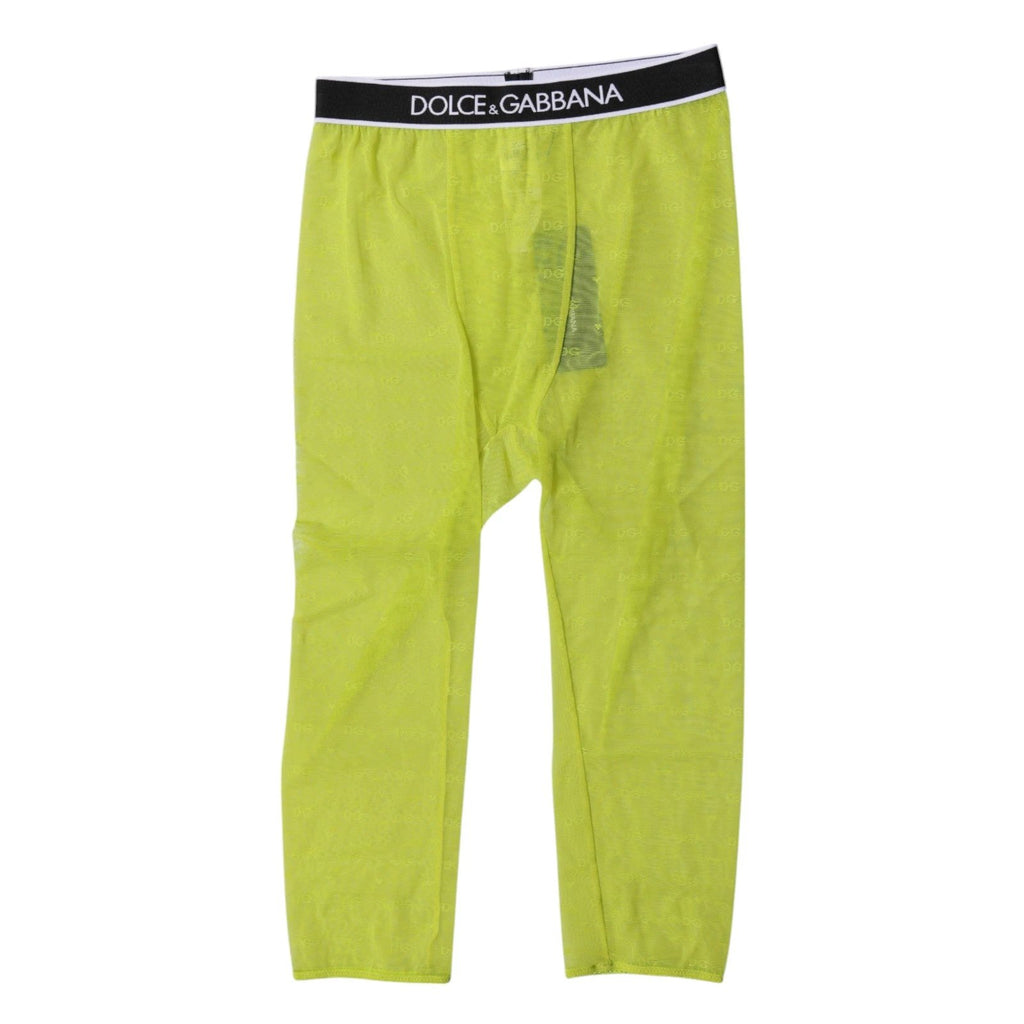 Dolce & Gabbana Green DG Logo Nylon Cropped Tights Underwear by Dolce & Gabbana