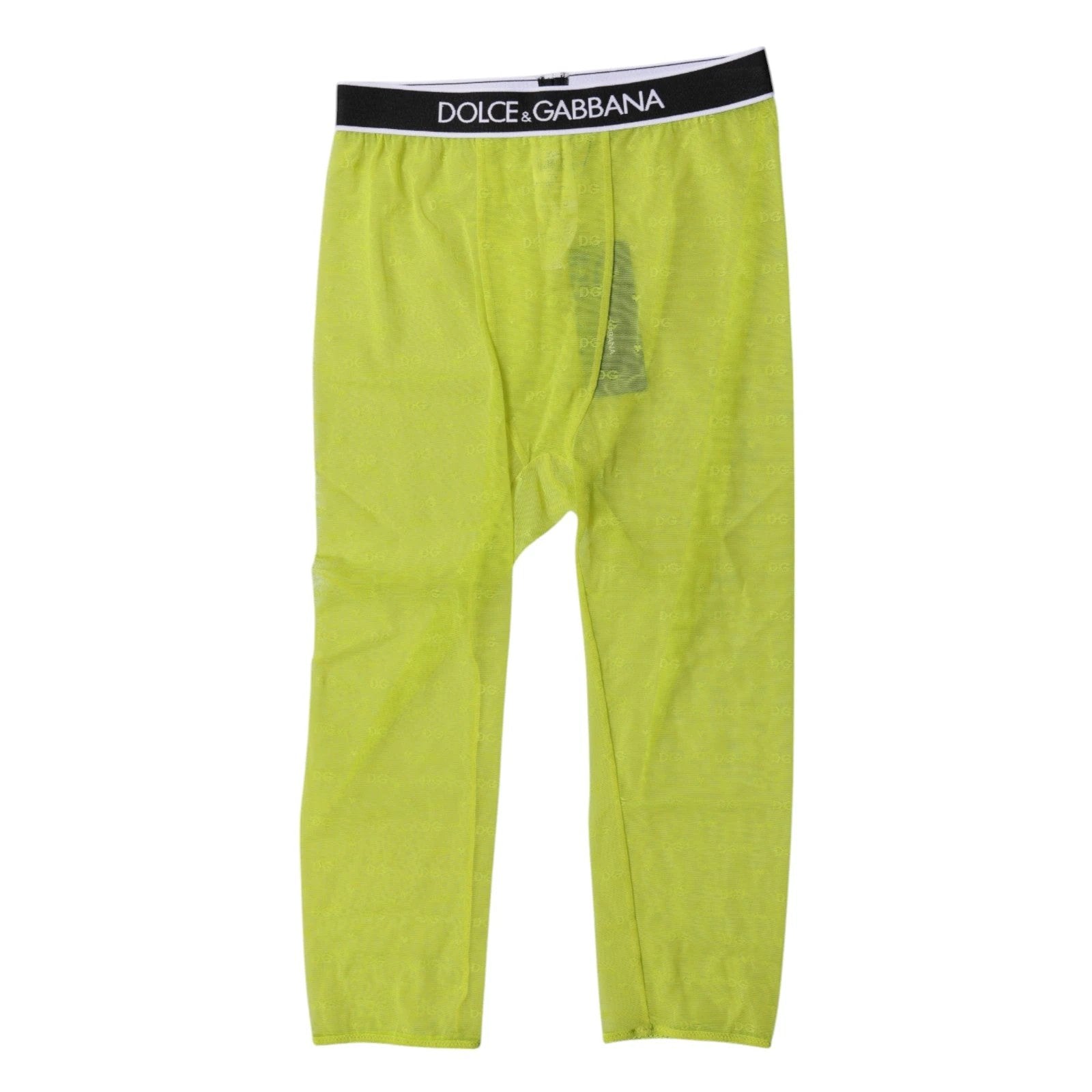 Dolce & Gabbana Green DG Logo Nylon Cropped Tights Underwear by Dolce & Gabbana