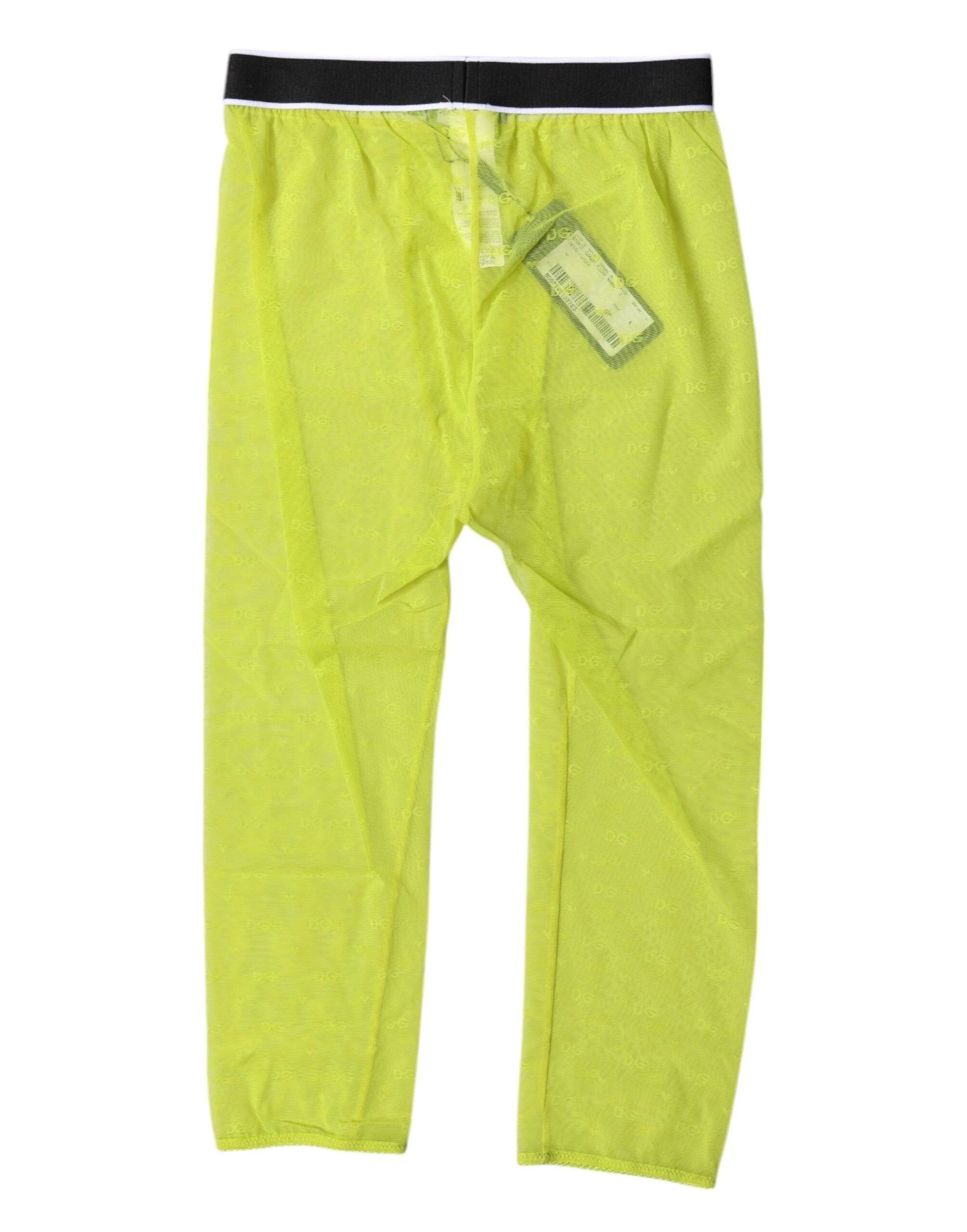 Dolce & Gabbana Green DG Logo Nylon Cropped Tights Underwear by Dolce & Gabbana