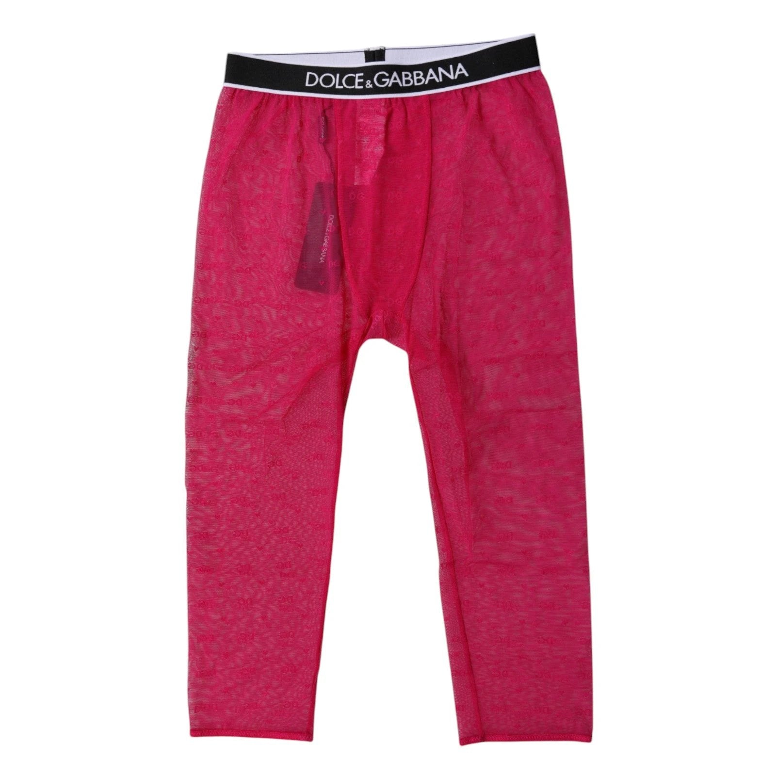Dolce & Gabbana Fuchsia DG Logo Nylon Cropped Tights Underwear by Dolce & Gabbana