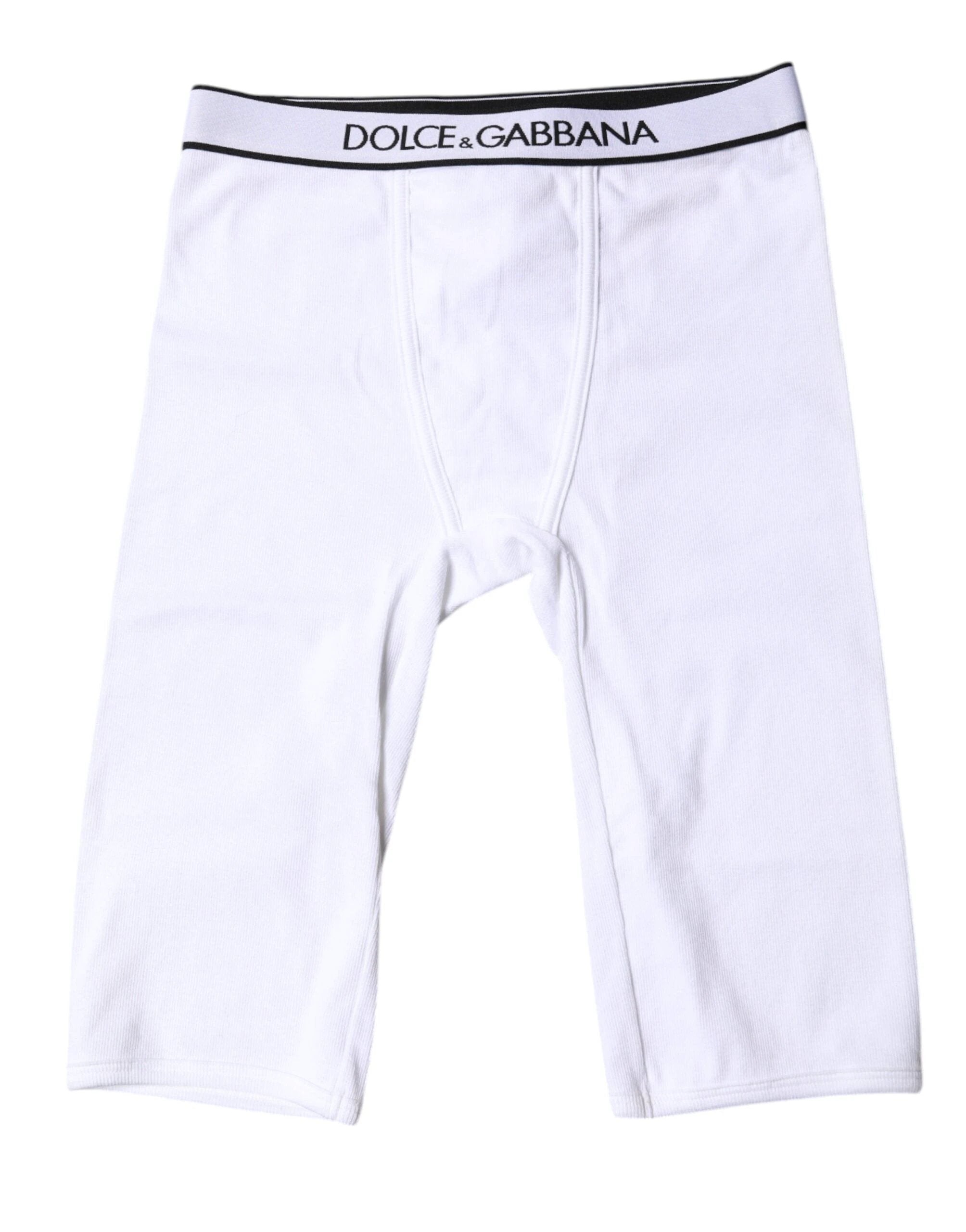 Dolce & Gabbana White Logo Cotton Cropped Tights Underwear by Dolce & Gabbana