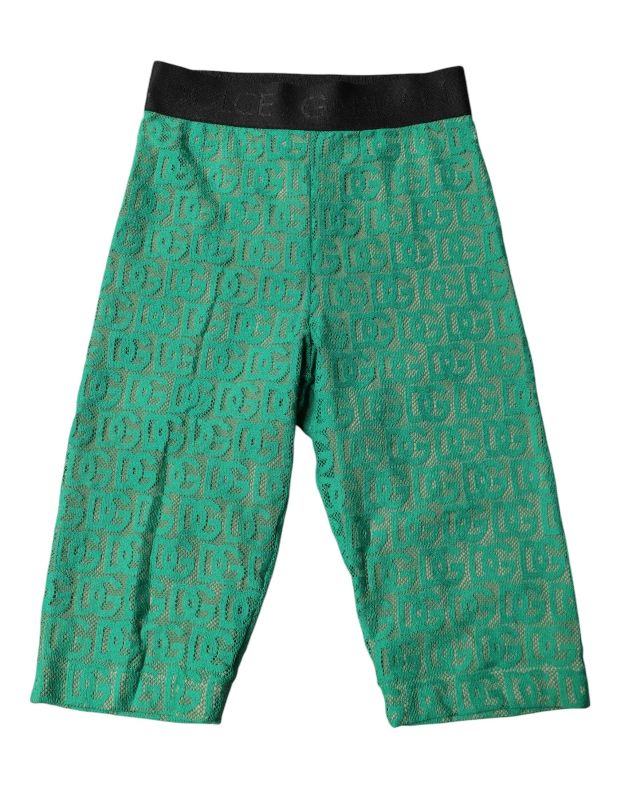 Dolce & Gabbana Green Logo Monogram Cropped Tights Underwear by Dolce & Gabbana