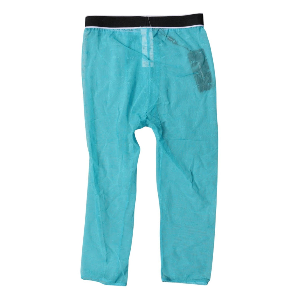 Dolce & Gabbana Light Blue DG Logo Nylon Cropped Tights Underwear by Dolce & Gabbana