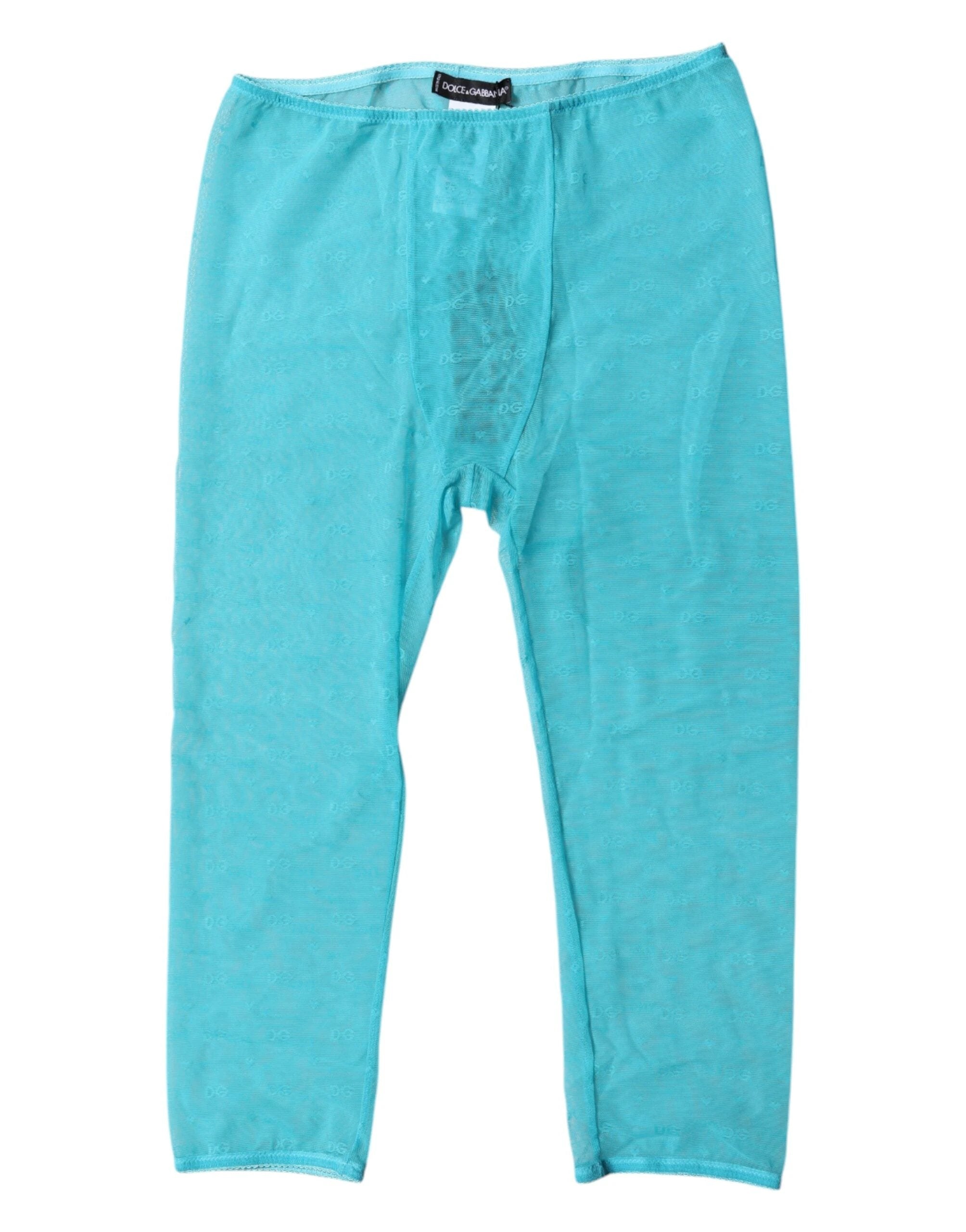 Dolce & Gabbana Blue Logo Lace Lingerie Cropped Tight Underwear by Dolce & Gabbana