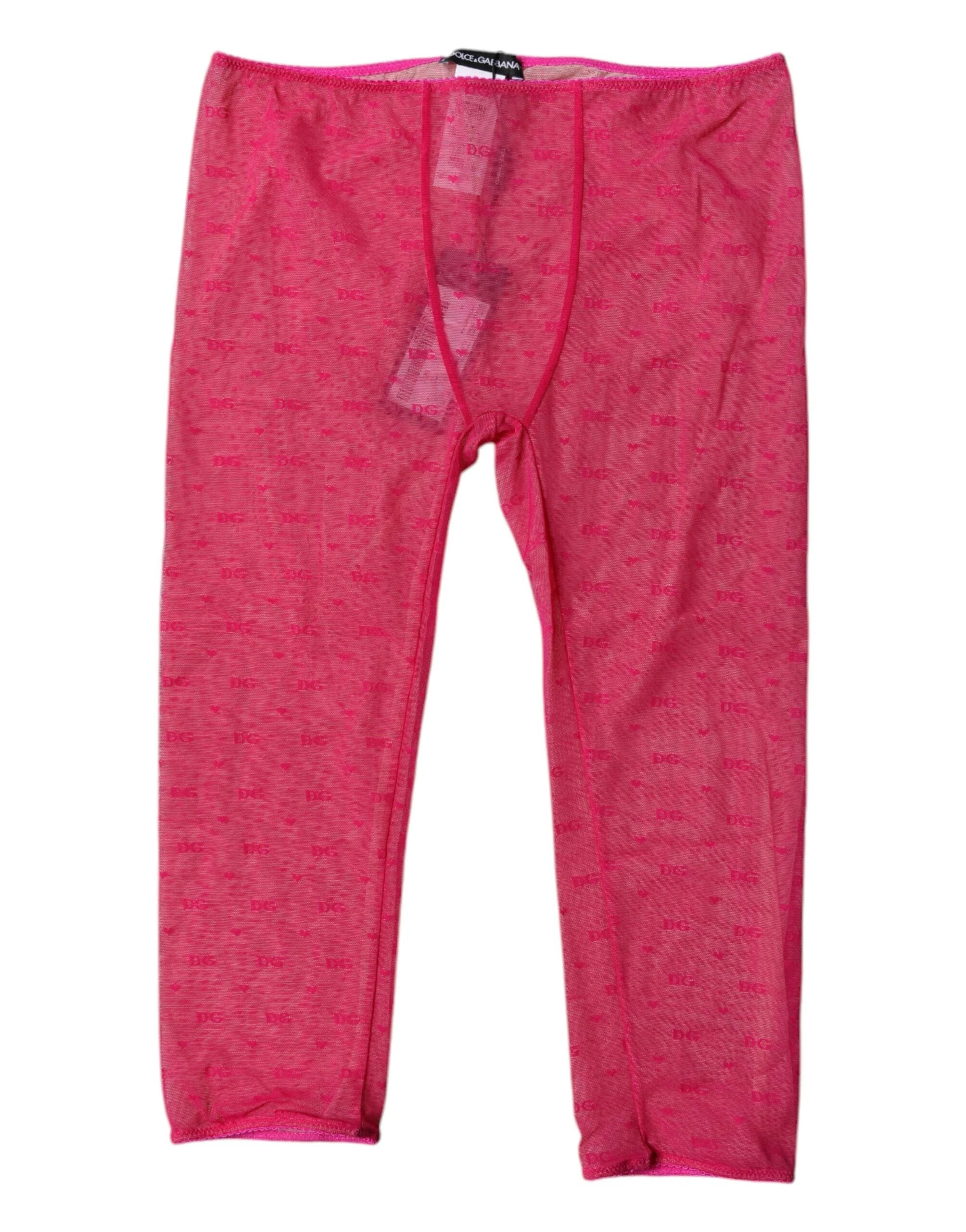 Dolce & Gabbana Fuchsia Logo Lace Lingerie Cropped Tight Underwear by Dolce & Gabbana