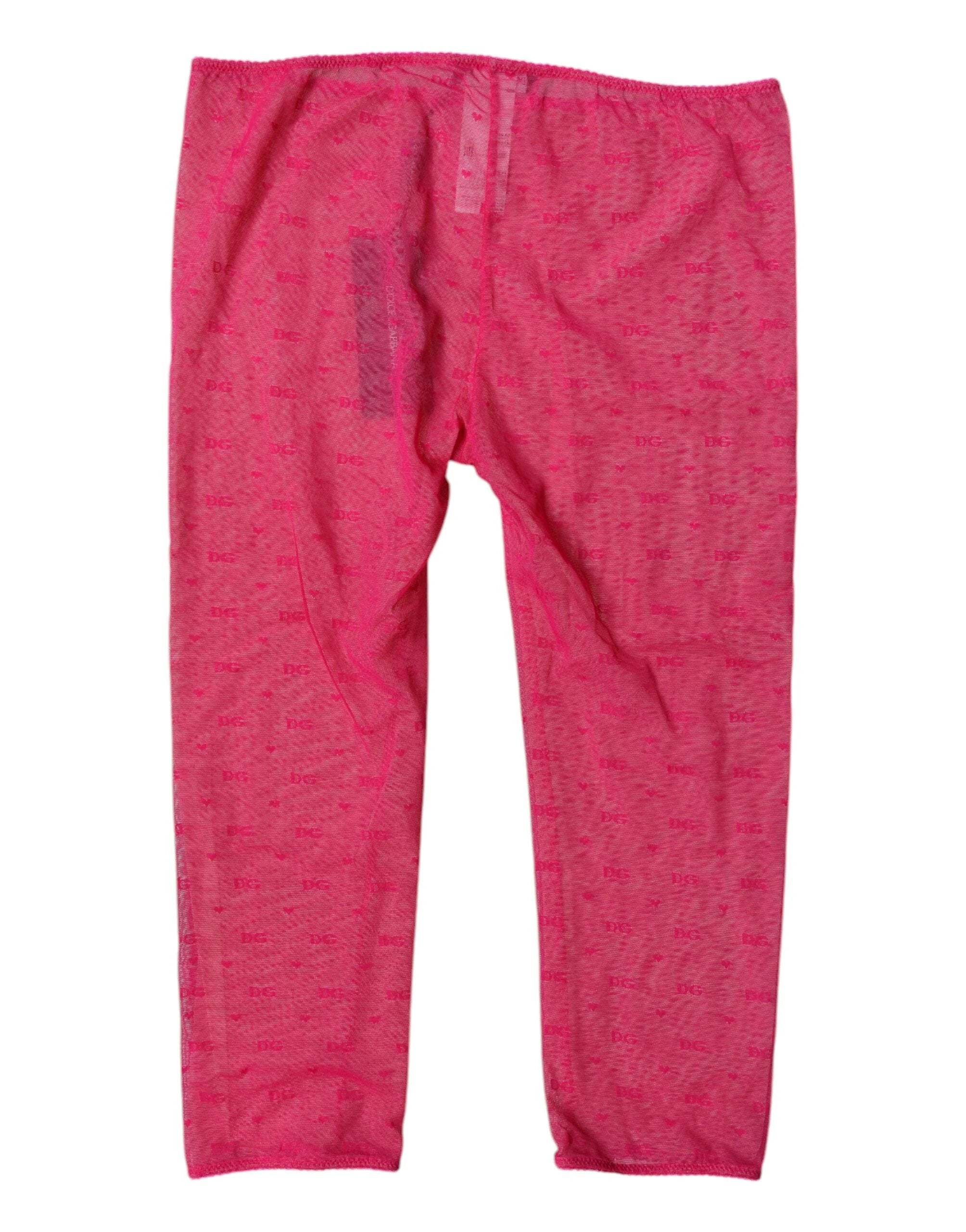 Dolce & Gabbana Fuchsia Logo Lace Lingerie Cropped Tight Underwear by Dolce & Gabbana