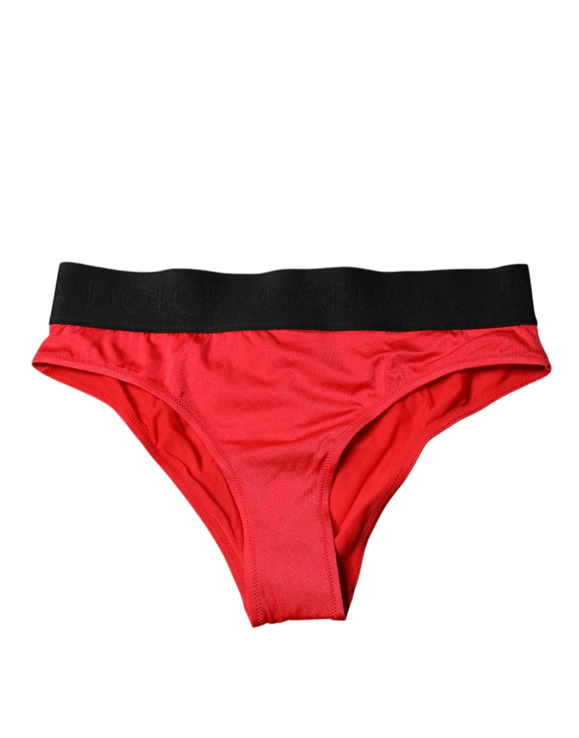 Dolce & Gabbana Red Nylon Stretch Mid Waist Panty Underwear by Dolce & Gabbana