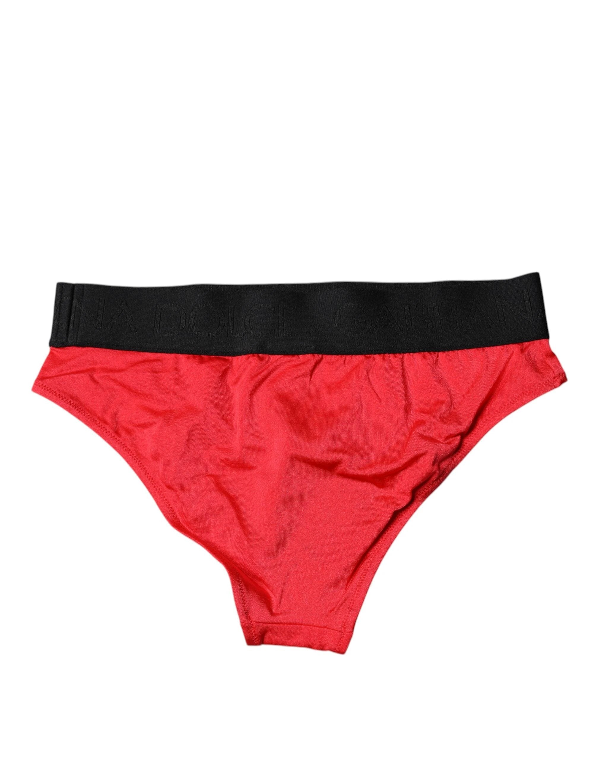 Dolce & Gabbana Red Nylon Stretch Mid Waist Panty Underwear by Dolce & Gabbana
