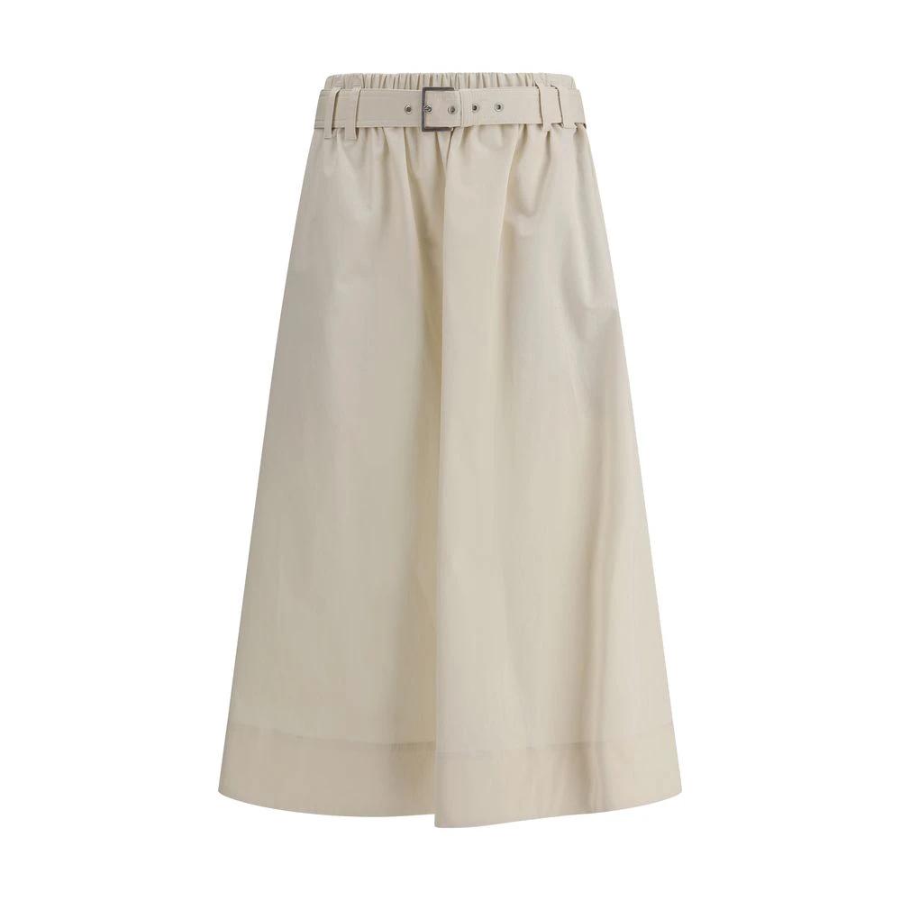 Brunello Cucinelli Cream Wide Long Skirt by Brunello Cucinelli