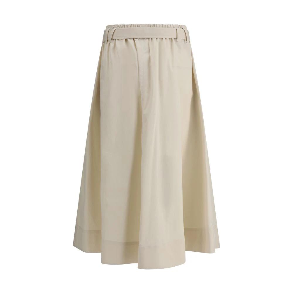 Brunello Cucinelli Cream Wide Long Skirt by Brunello Cucinelli
