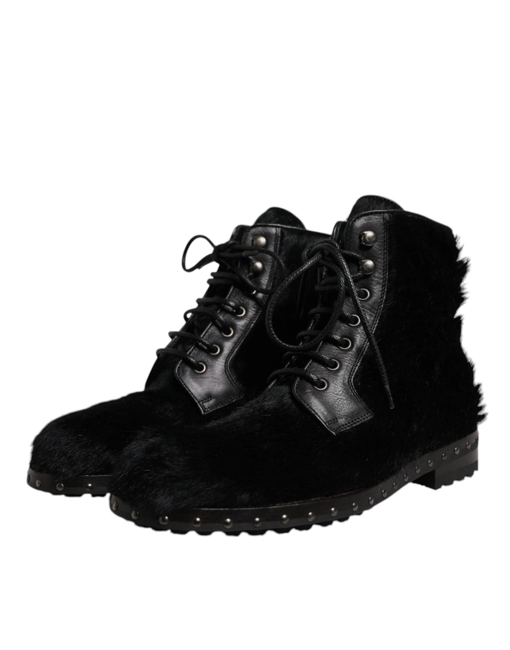 Dolce & Gabbana Black Pony Style Leather Mid Calf Boots Shoes by Dolce & Gabbana