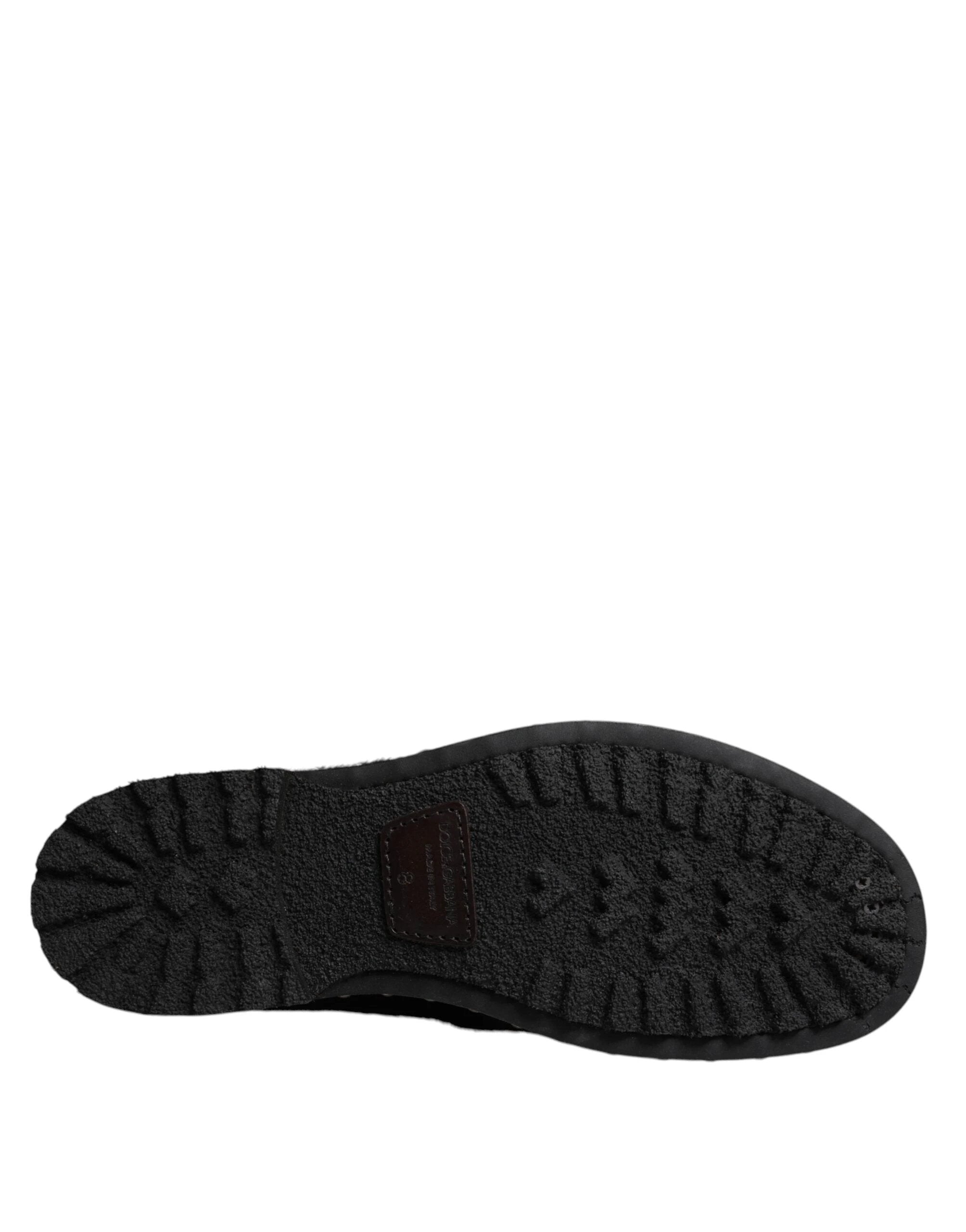 Dolce & Gabbana Black Pony Style Leather Mid Calf Boots Shoes by Dolce & Gabbana