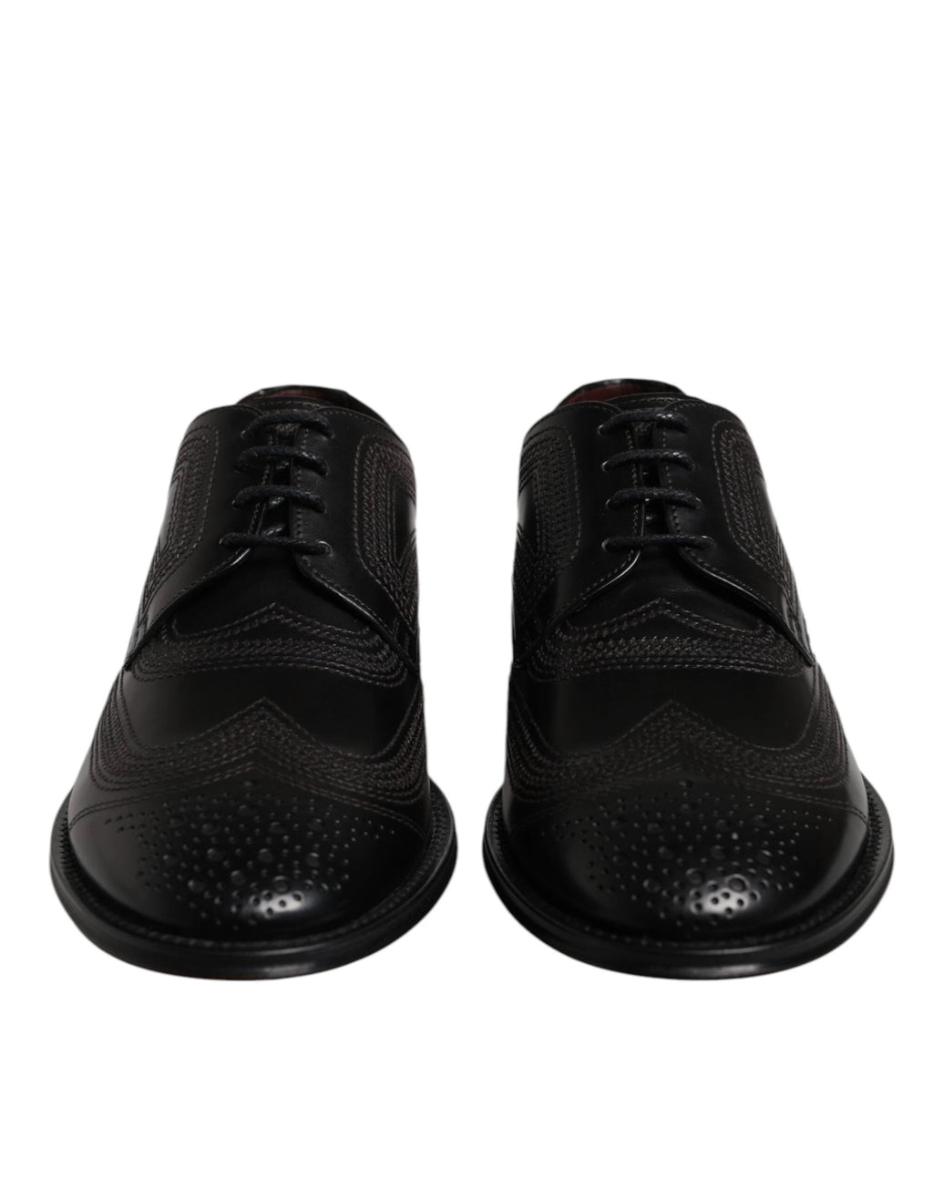 Dolce & Gabbana Black Embroidered Classic Leather Derby Dress Shoes by Dolce & Gabbana