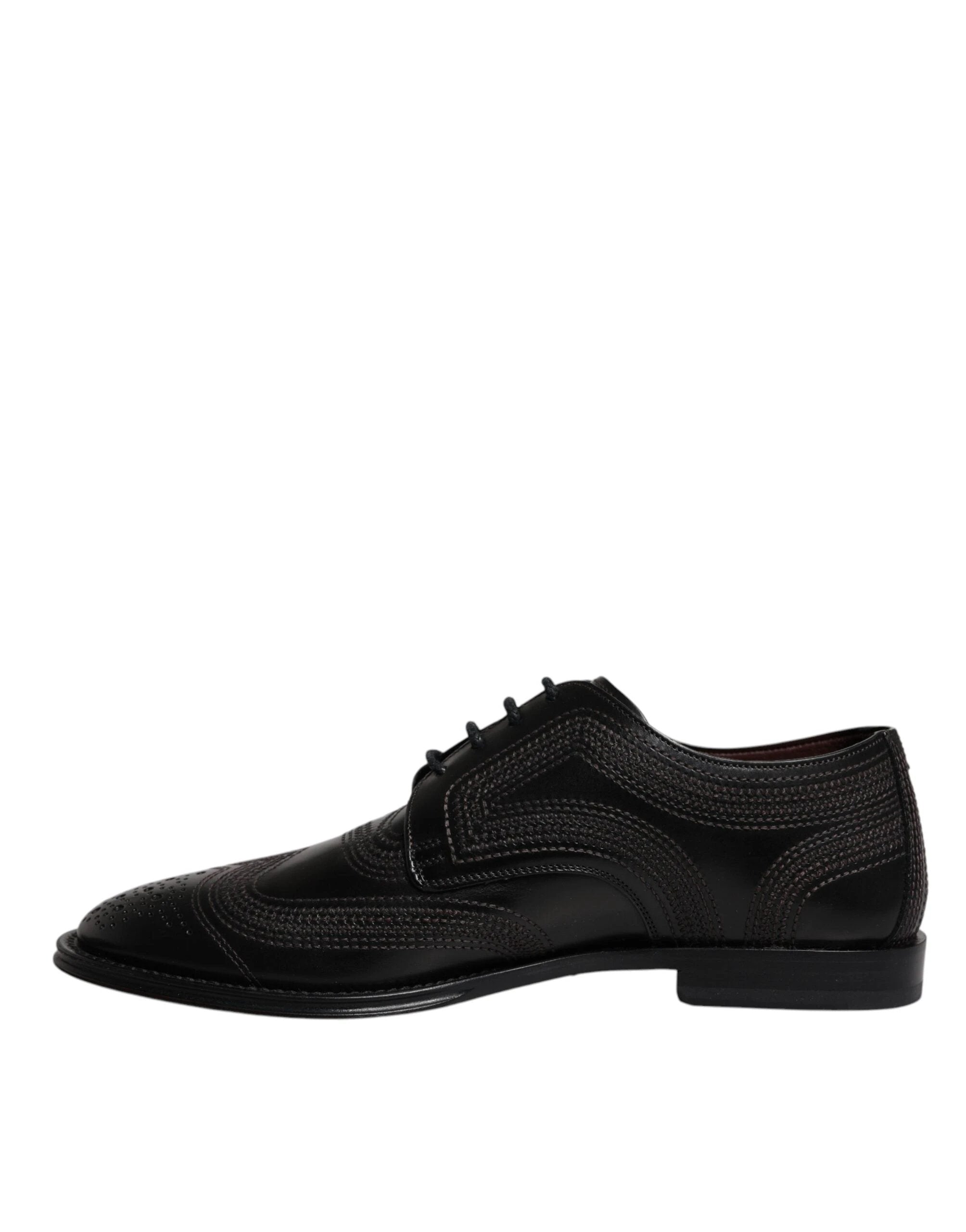 Dolce & Gabbana Black Embroidered Classic Leather Derby Dress Shoes by Dolce & Gabbana