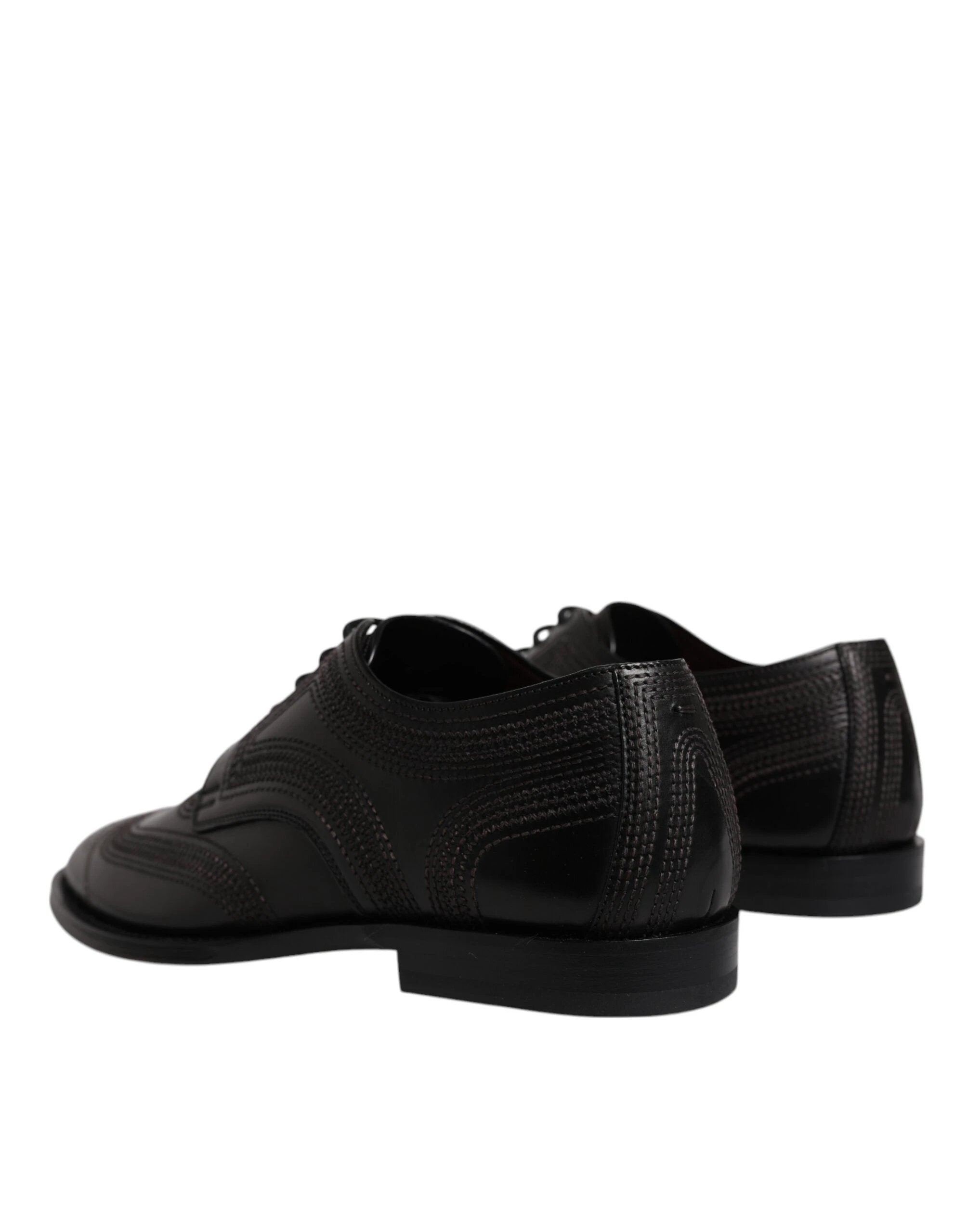 Dolce & Gabbana Black Embroidered Classic Leather Derby Dress Shoes by Dolce & Gabbana