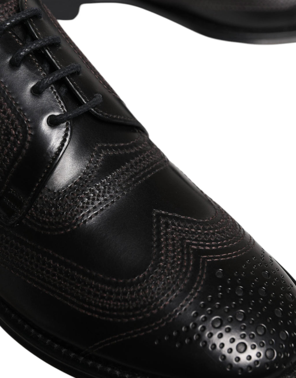Dolce & Gabbana Black Embroidered Classic Leather Derby Dress Shoes by Dolce & Gabbana