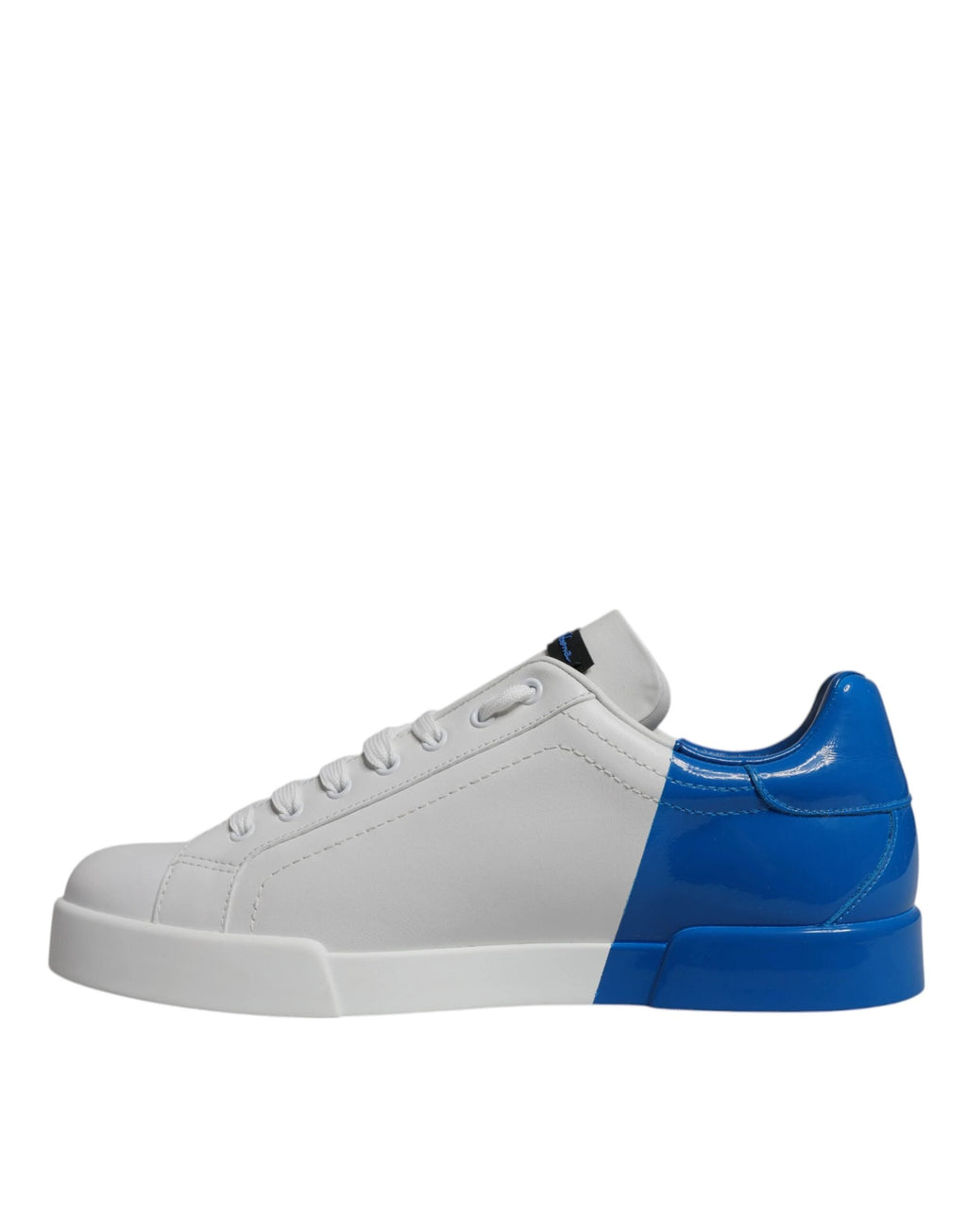 Dolce & Gabbana White Blue Leather Logo Low Top Sneakers Shoes by Dolce & Gabbana