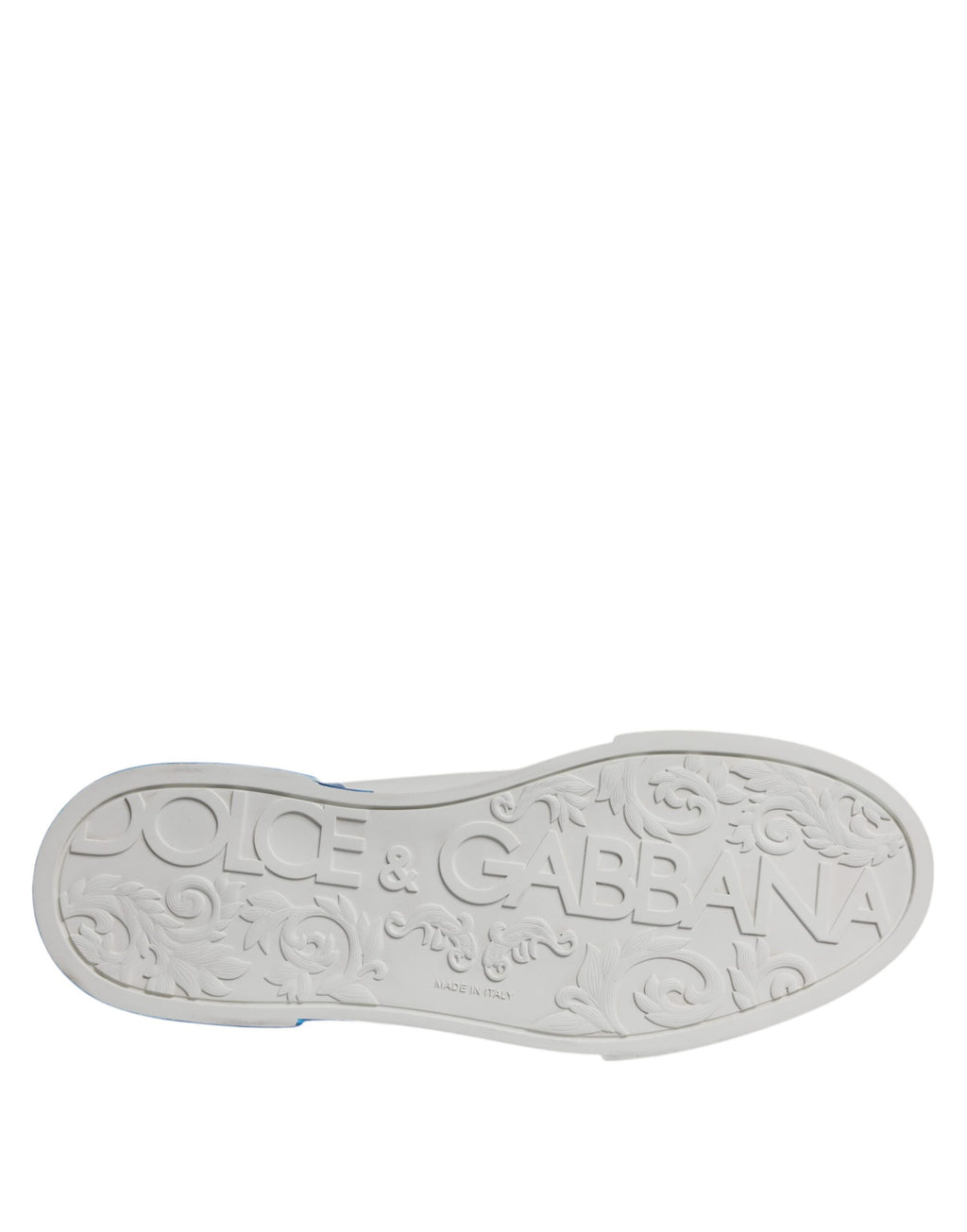 Dolce & Gabbana White Blue Leather Logo Low Top Sneakers Shoes by Dolce & Gabbana