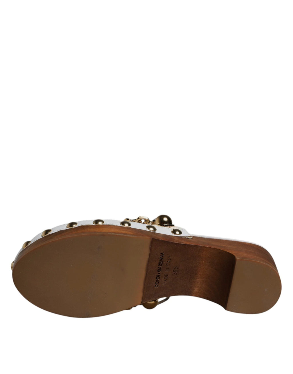 Dolce & Gabbana White Raffia Clogs Bejeweled Chain Sandals Shoes by Dolce & Gabbana