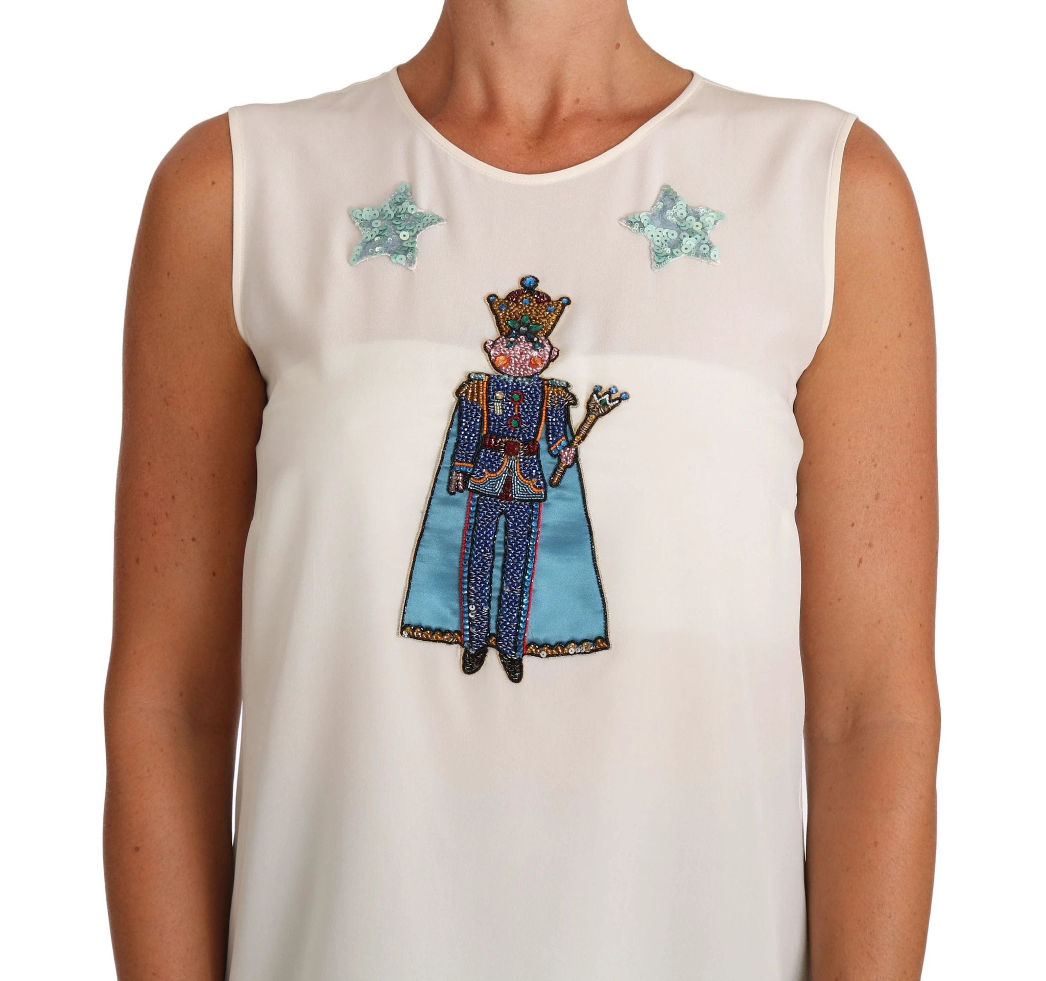 Dolce & Gabbana White Silk Crystal Sequined Fairy T-shirt by Dolce & Gabbana