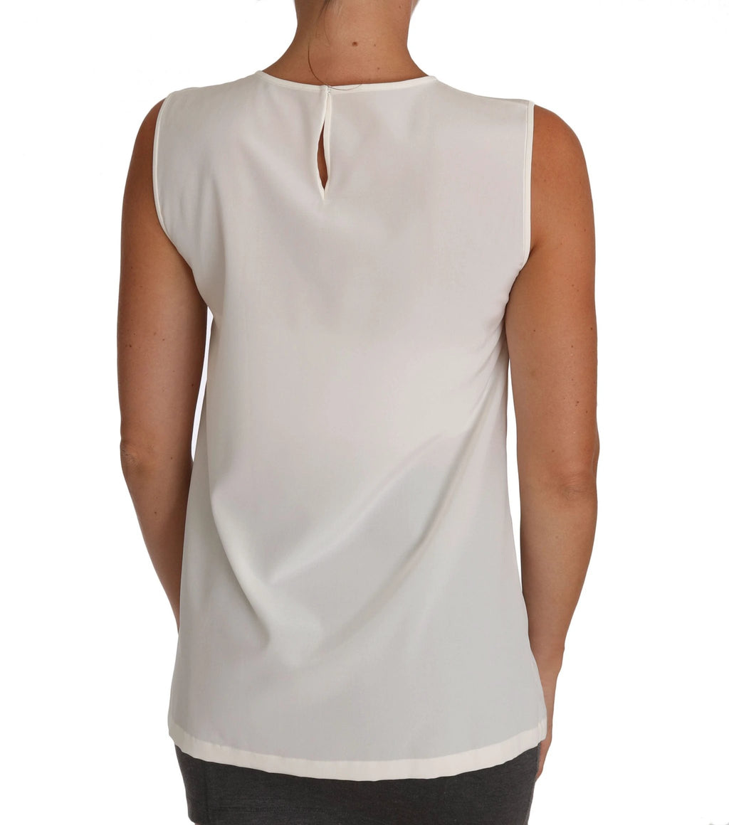Dolce & Gabbana White Silk Embellished Crystal Sequin Fairy Top by Dolce & Gabbana