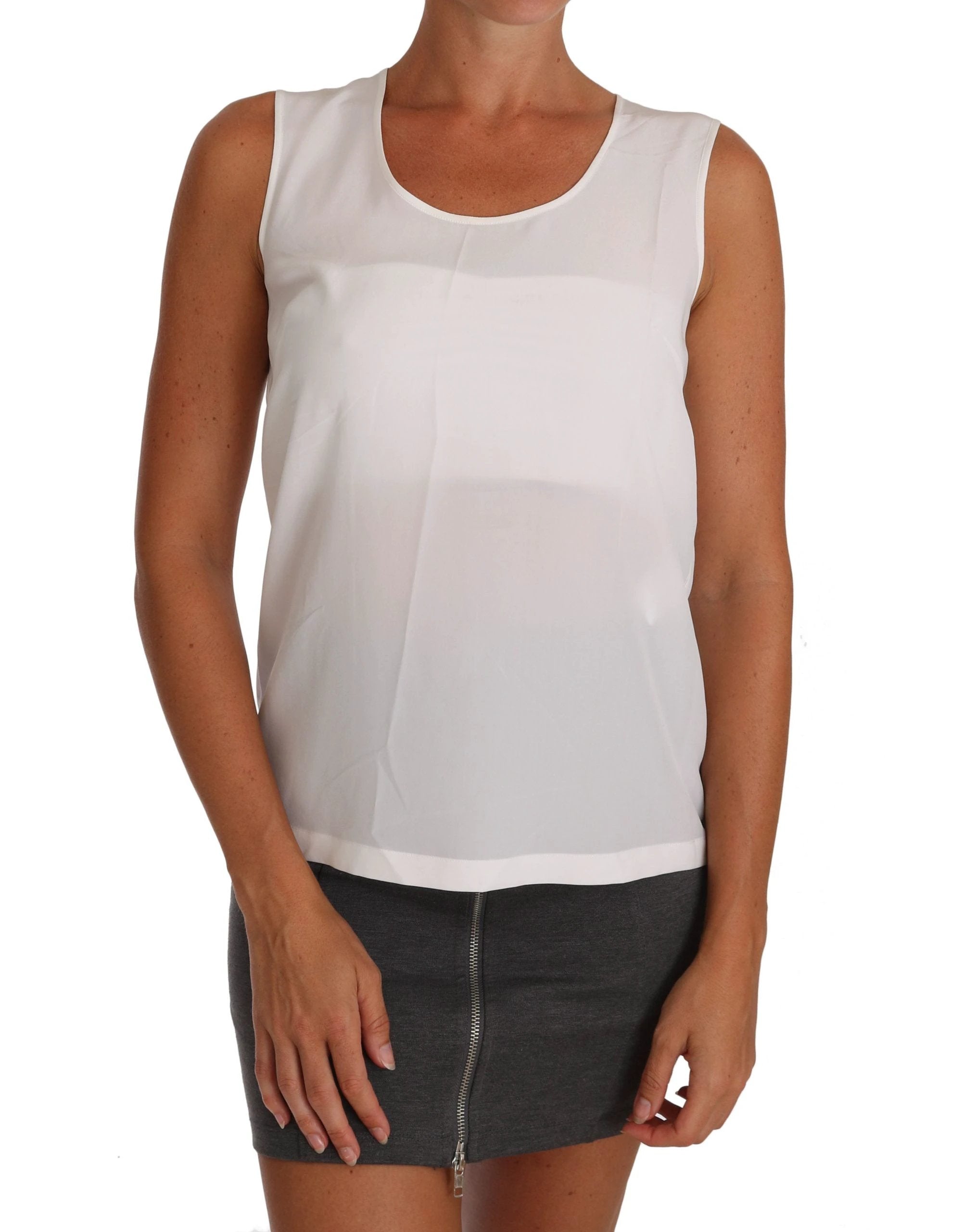 Dolce & Gabbana White Silk A-line Sleeveless Blouse T-Shirt Top by Dolce & Gabbana