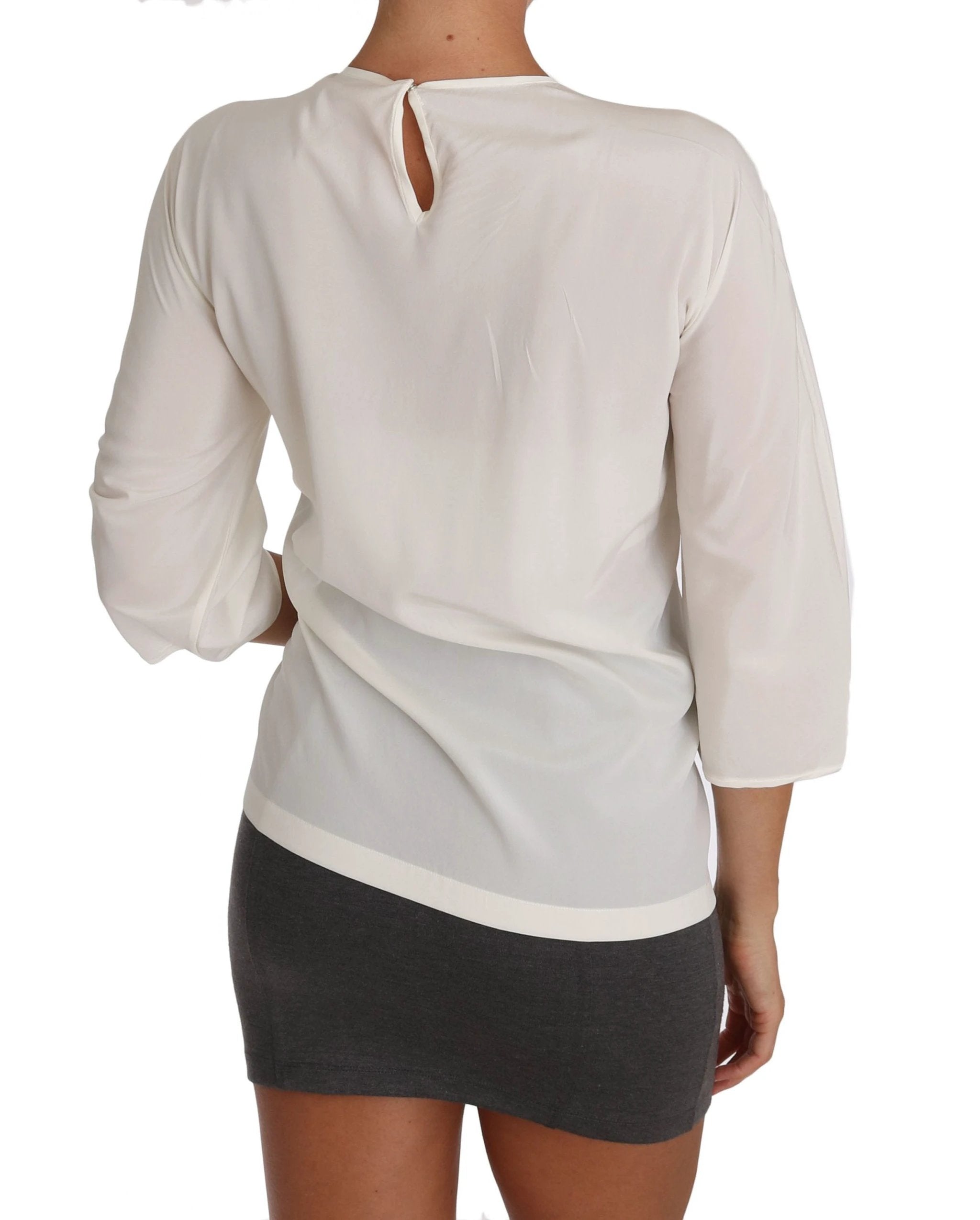 Dolce & Gabbana White Silk #dgfamily Blouse T-shirt by Dolce & Gabbana
