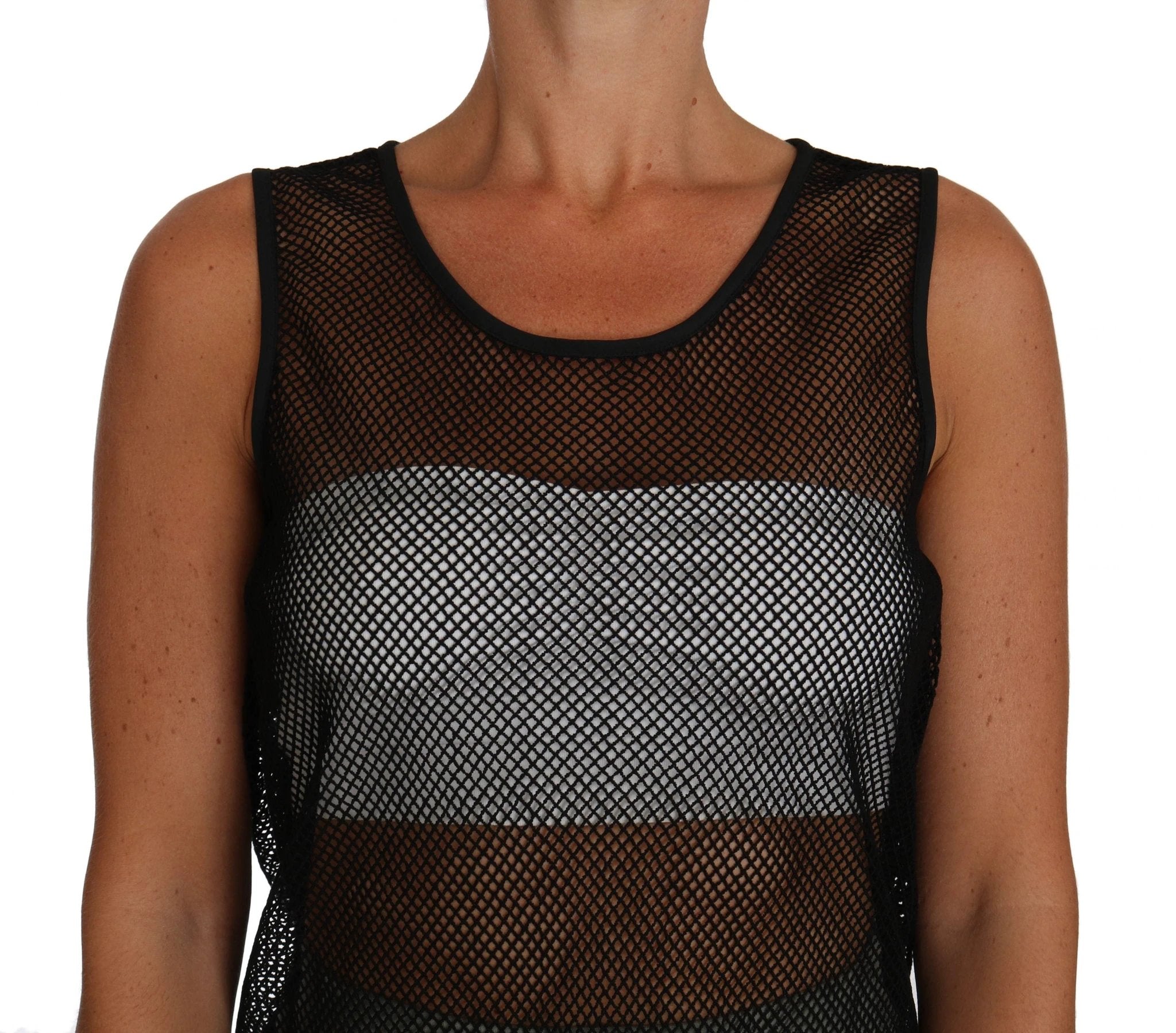 Dolce & Gabbana Black Mesh Transparent Blouse T-shirt by Dolce & Gabbana