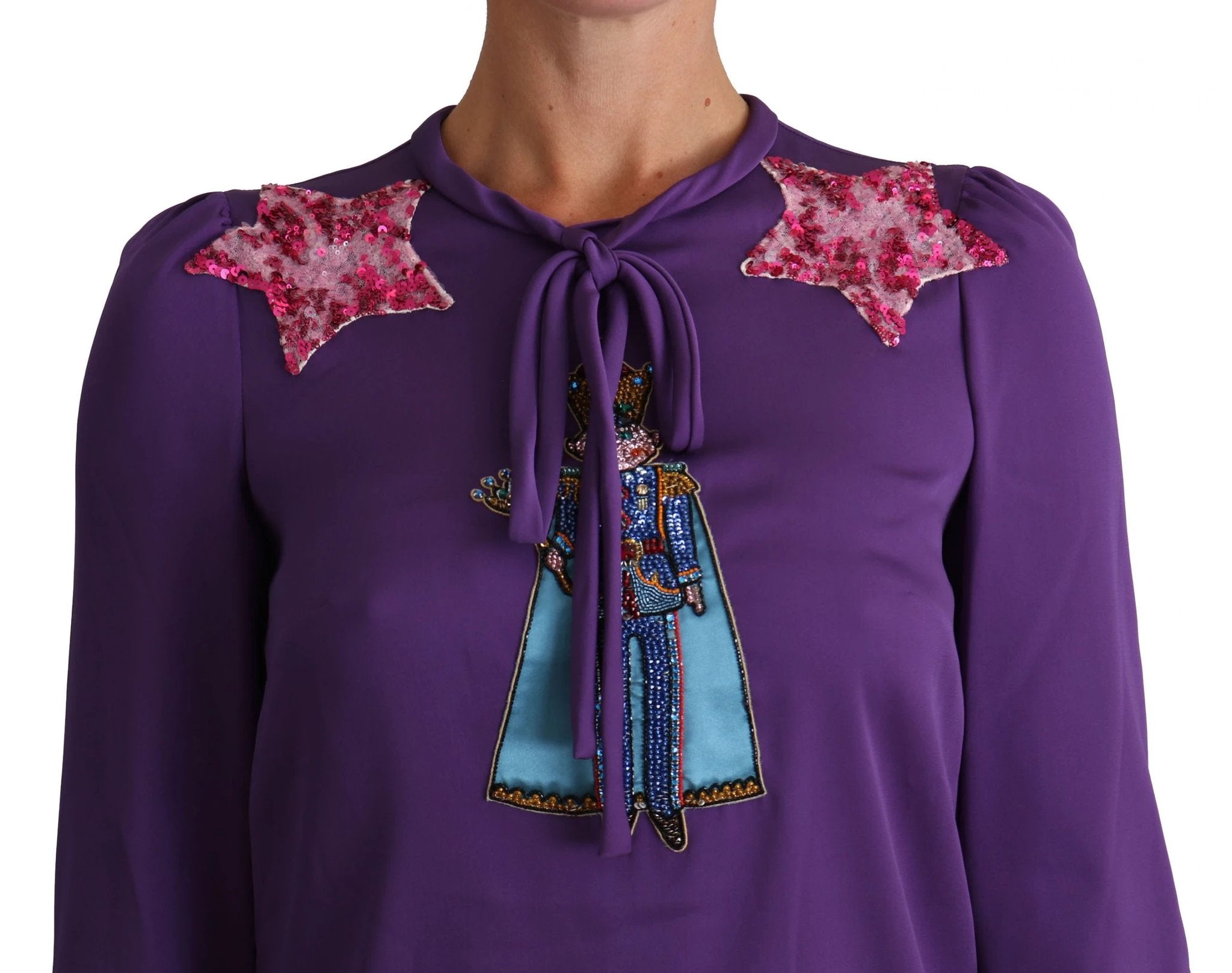 Dolce & Gabbana Purple Blouse Prince Fairy Tale Embellished Top by Dolce & Gabbana