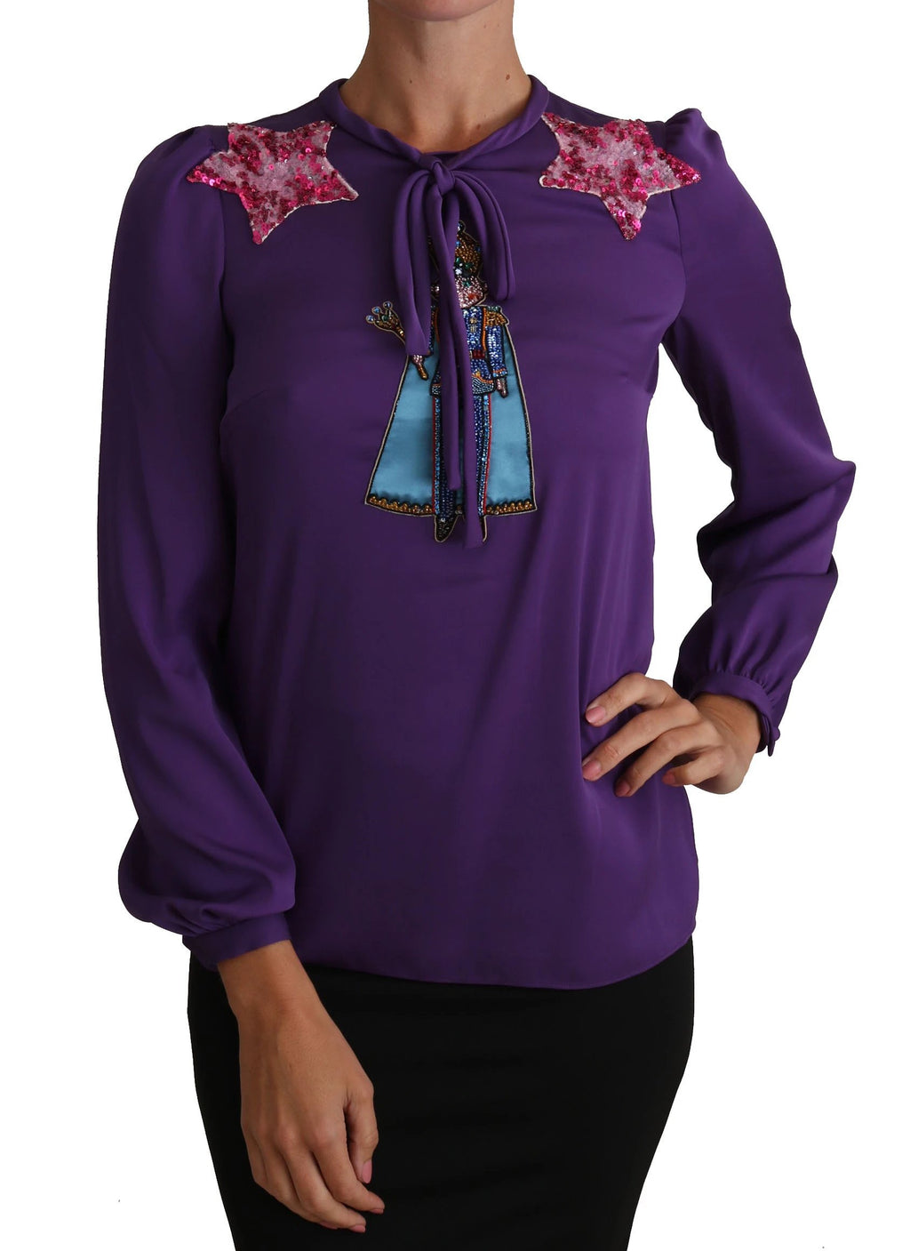 Dolce & Gabbana Purple Blouse Prince Fairy Tale Embellished Top by Dolce & Gabbana
