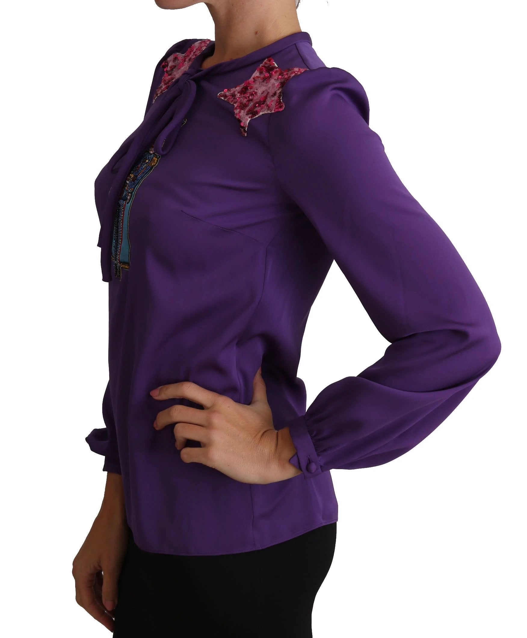 Dolce & Gabbana Purple Blouse Prince Fairy Tale Embellished Top by Dolce & Gabbana