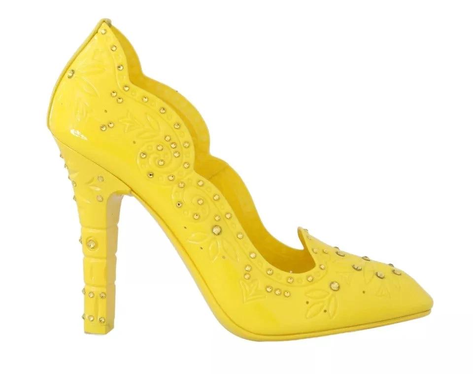 Dolce & Gabbana Yellow Crystal Heels CINDERELLA Shoes by Dolce & Gabbana