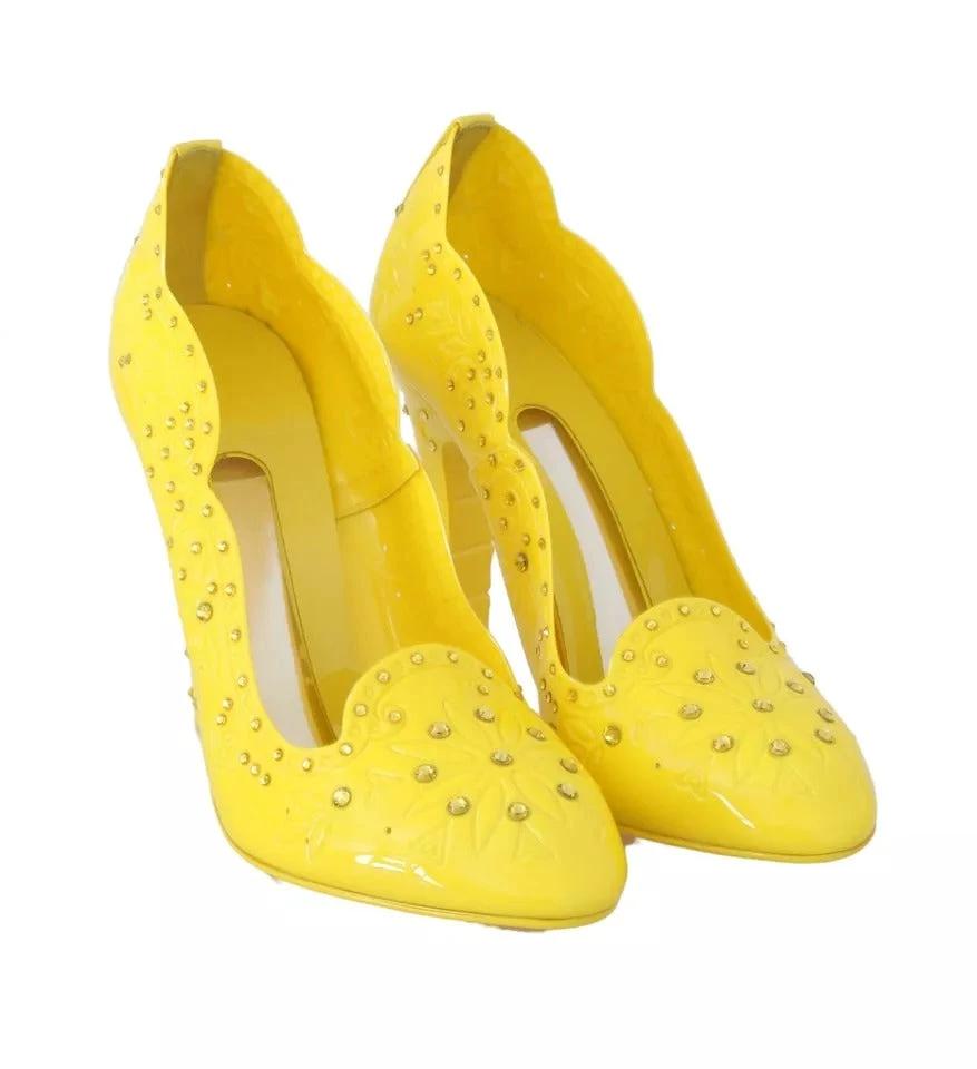 Dolce & Gabbana Yellow Crystal Heels CINDERELLA Shoes by Dolce & Gabbana