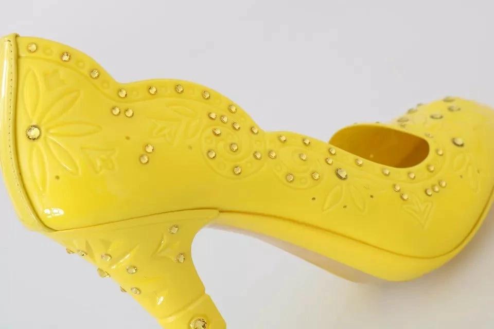 Dolce & Gabbana Yellow Crystal Heels CINDERELLA Shoes by Dolce & Gabbana