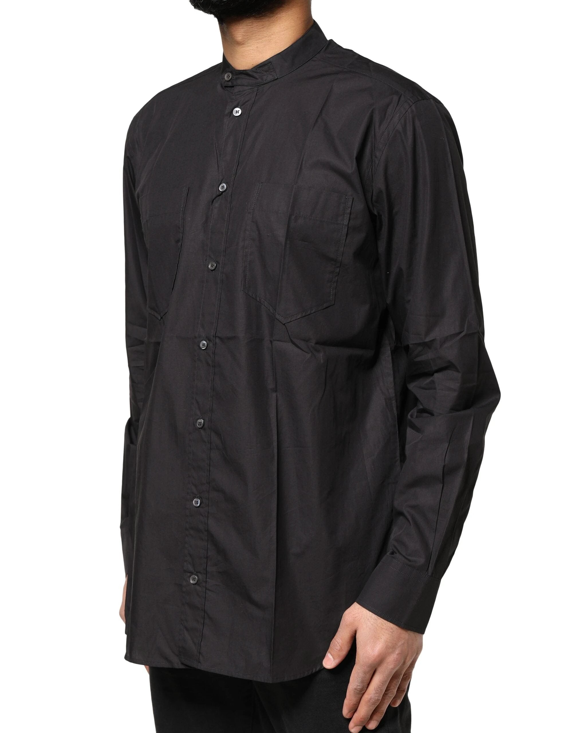 Dolce & Gabbana Black Cotton Button Down Men Casual Shirt by Dolce & Gabbana