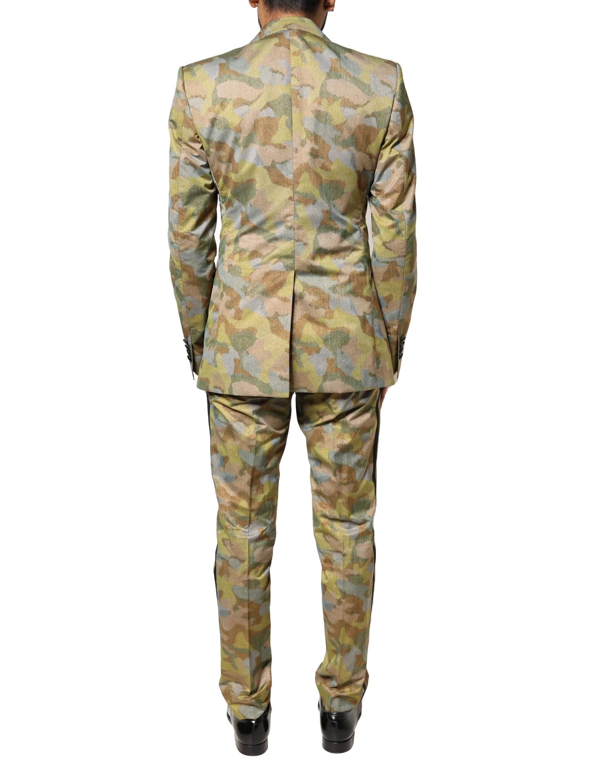 Dolce & Gabbana Multicolor Camouflage SICILIA 3 Piece Suit by Dolce & Gabbana