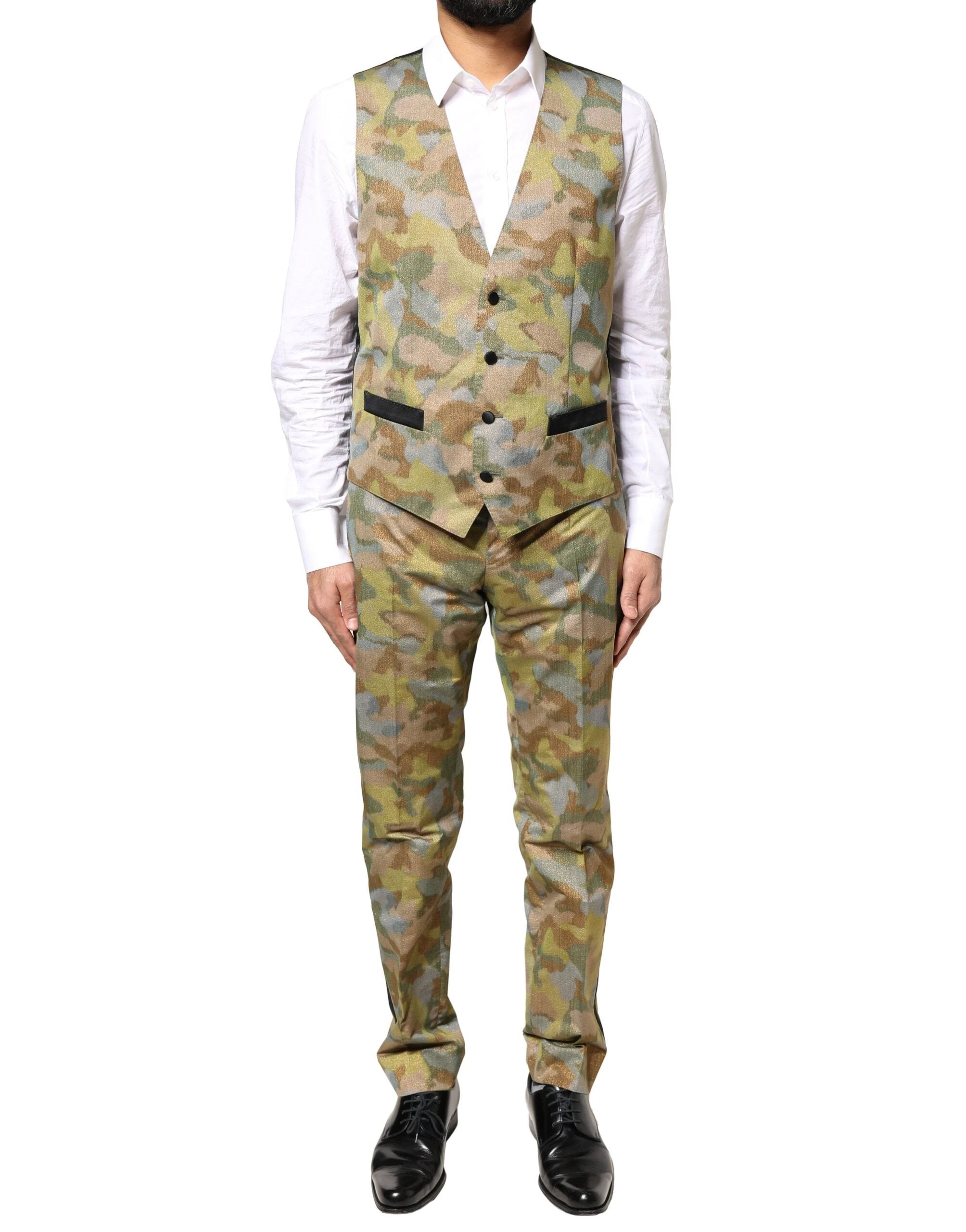 Dolce & Gabbana Multicolor Camouflage SICILIA 3 Piece Suit by Dolce & Gabbana