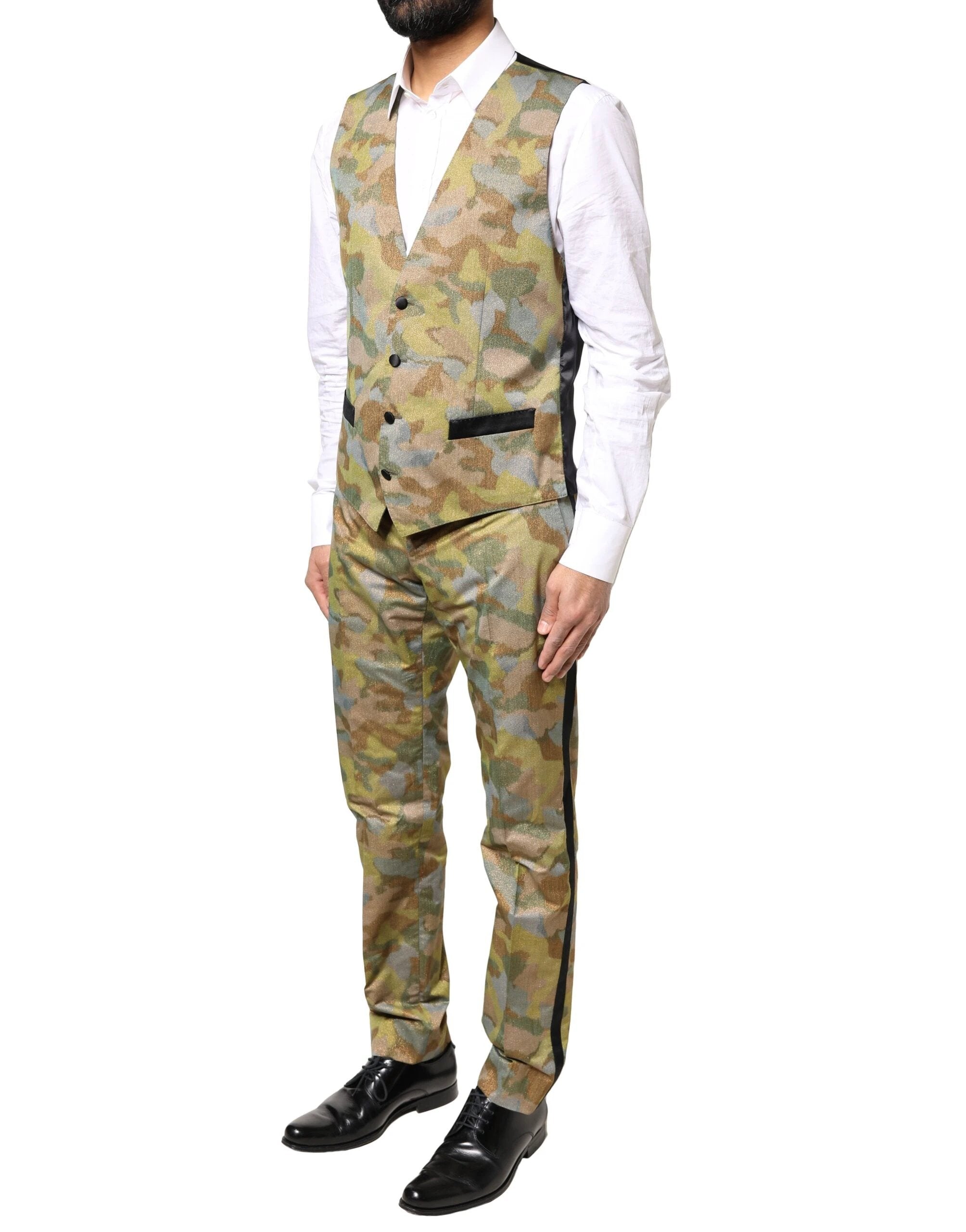 Dolce & Gabbana Multicolor Camouflage SICILIA 3 Piece Suit by Dolce & Gabbana
