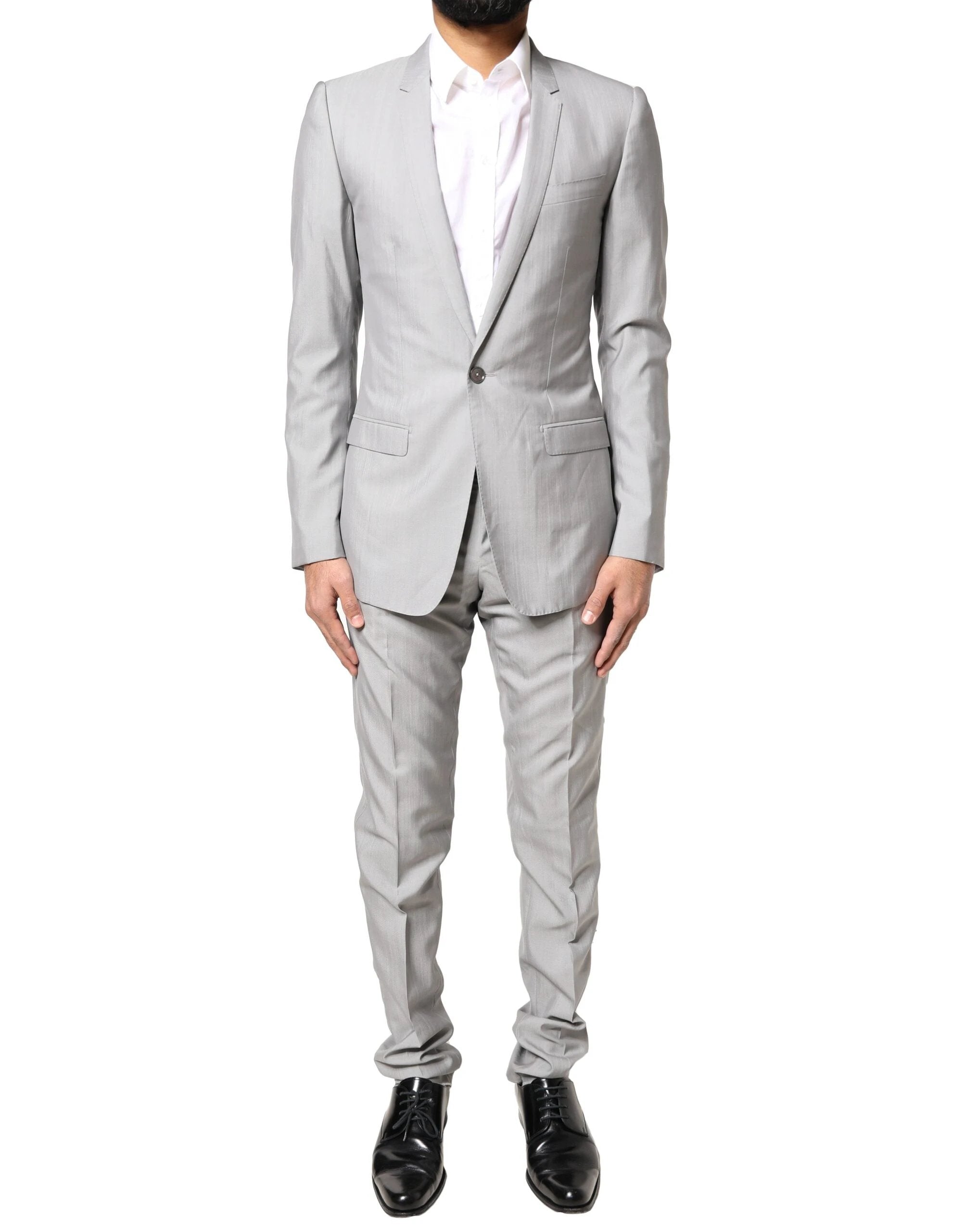Dolce & Gabbana Light Gray Wool GOLD 2 Piece Formal Suit by Dolce & Gabbana