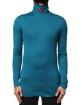 Dolce & Gabbana Blue Cotton Turtleneck Long Sleeves Sweater by Dolce & Gabbana