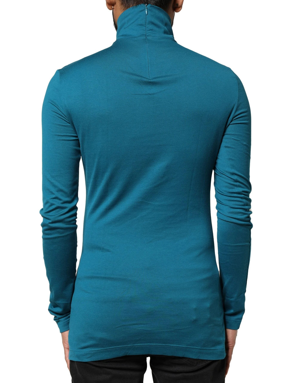 Dolce & Gabbana Blue Cotton Turtleneck Long Sleeves Sweater by Dolce & Gabbana