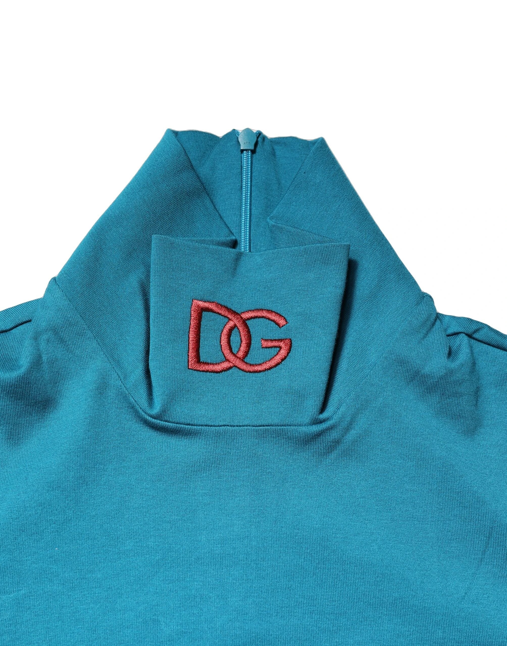 Dolce & Gabbana Blue Cotton Turtleneck Long Sleeves Sweater by Dolce & Gabbana